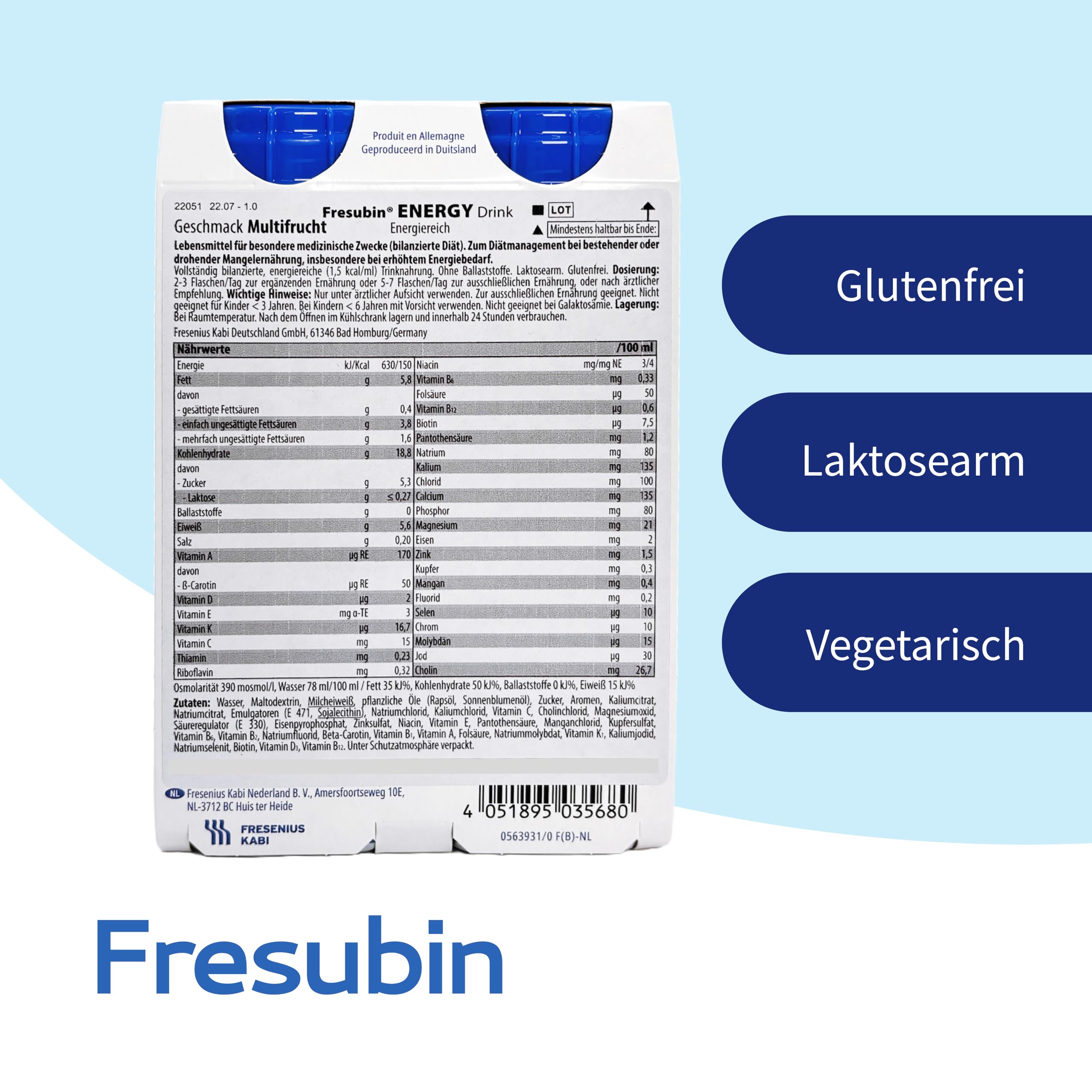 Fresubin Energy Drink - Mischkarton Hochkalorische Trinknahrung von Fresenius Kabi in 6 Geschmacksrichtungen, 300 kcal pro Flasche (200 ml (24er Pack), Mischkarton)