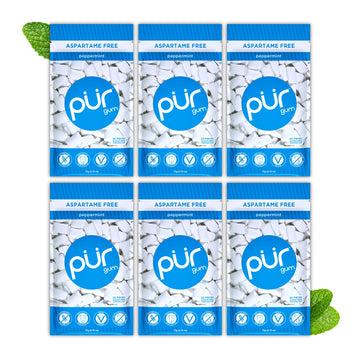 PUR Gum | Zuckerfreier Kaugummi | Mit Xylit | Vegan, Aspartamfrei & Glutenfrei | Natürlicher Kaugummi Mit Spearmint-Geschmack, 55 Stück (3er Pack)