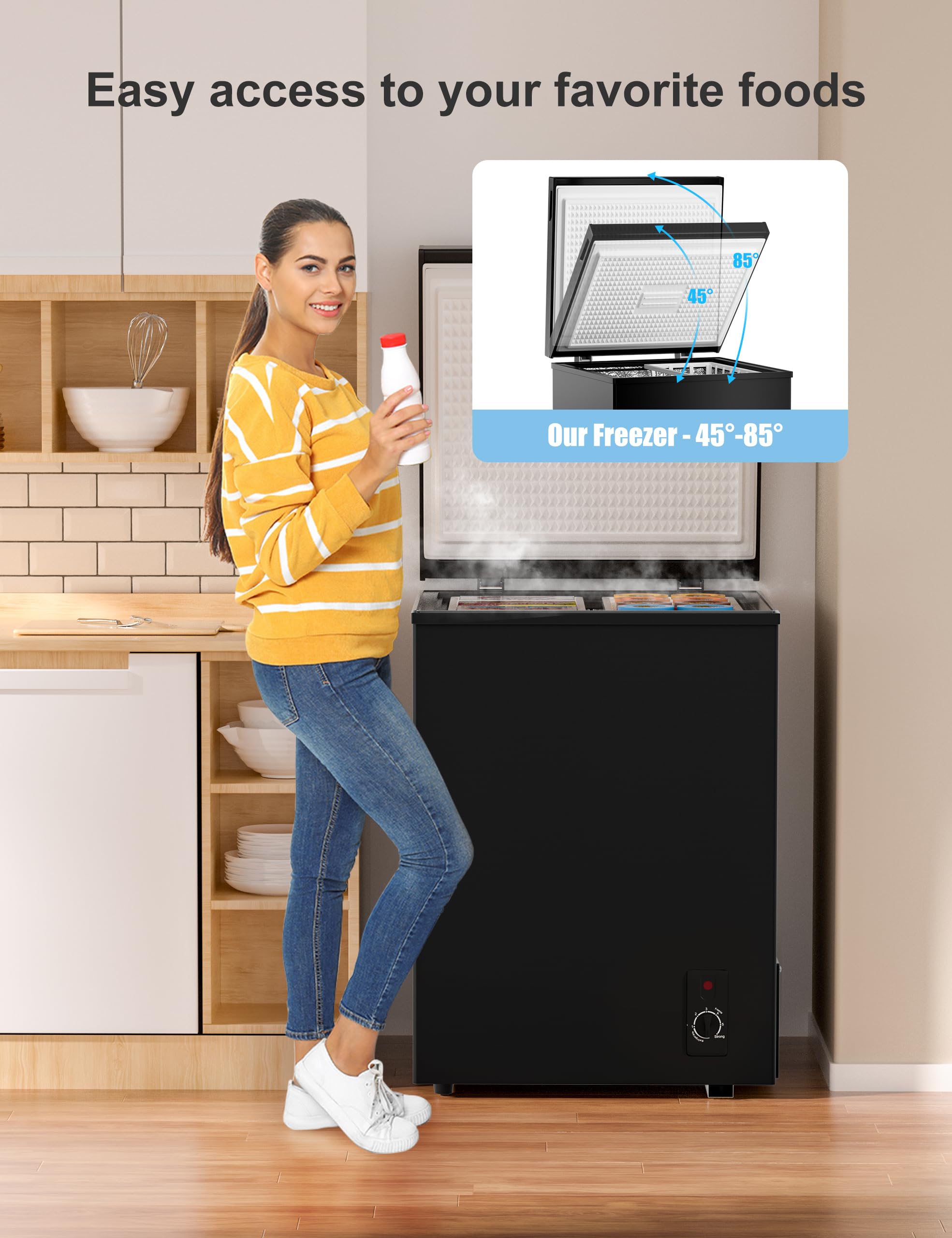 7.0 Cu Ft Chest Freezer - Energy Saving Quiet Top Open Door Mini Freezer Adjustable 6 Thermostat - Compact Small Deep Freezer w/Removable Basket and Defrost Water Drain for Home/Apartment/Garage