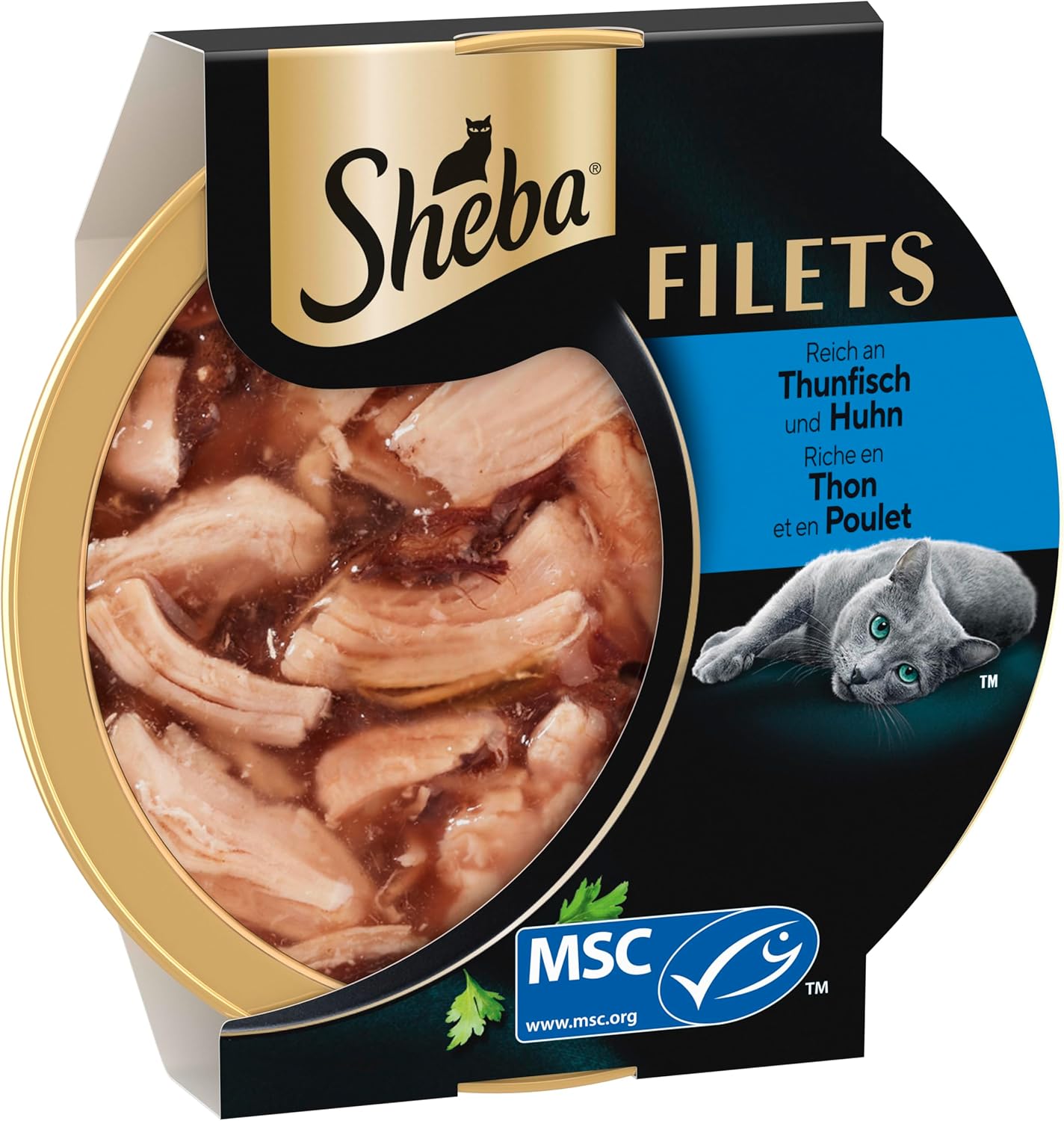 SHEBA Filets Adult Katzenfutter in Sauce mit Huhn 16 x 60g Schale