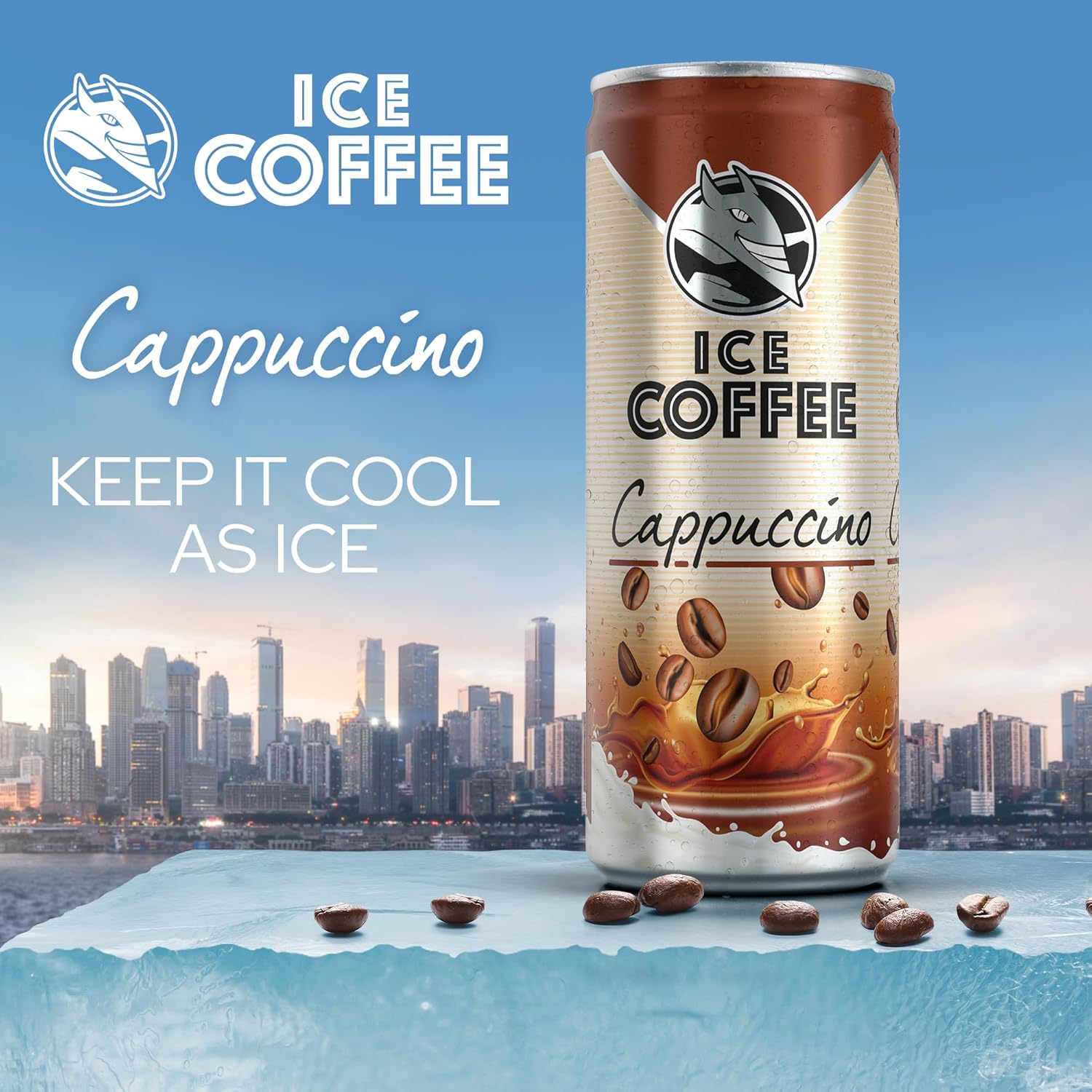 HELL Ice Coffee Cappuccino | 24 x 250 ml Dosen Multipack | 40 mg/100 ml Koffein | enthält Arabica & Robusta Kaffeeextrakte | 75% UHT-Milch | trinkfertig
