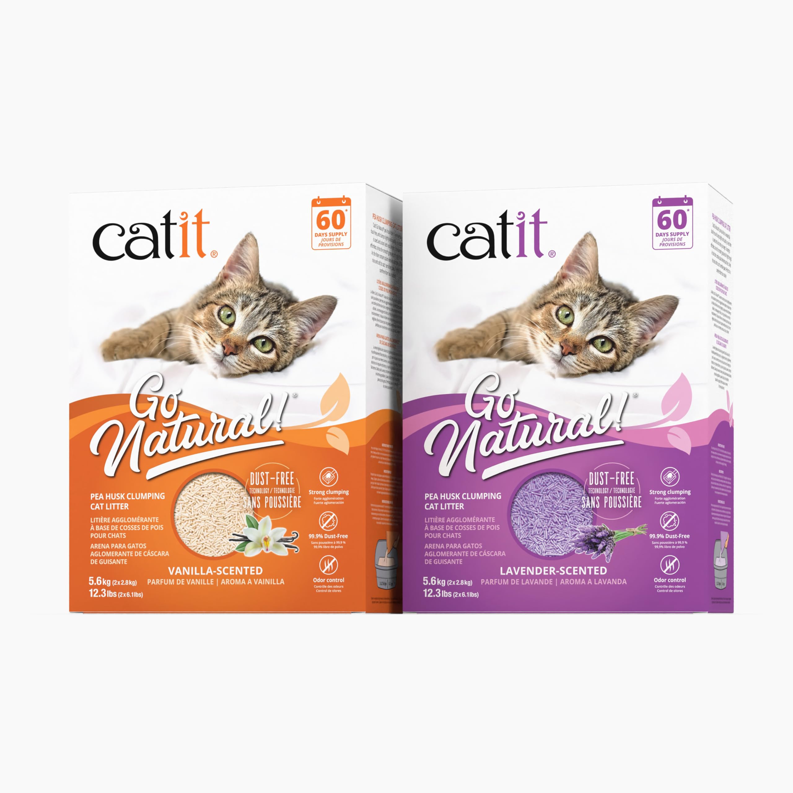 Catit Go Natural!, klumpende Katzenstreu, aus Erbsenhülsen, mit Vanilleduft, 2 x 2,8kg (5,6kg)