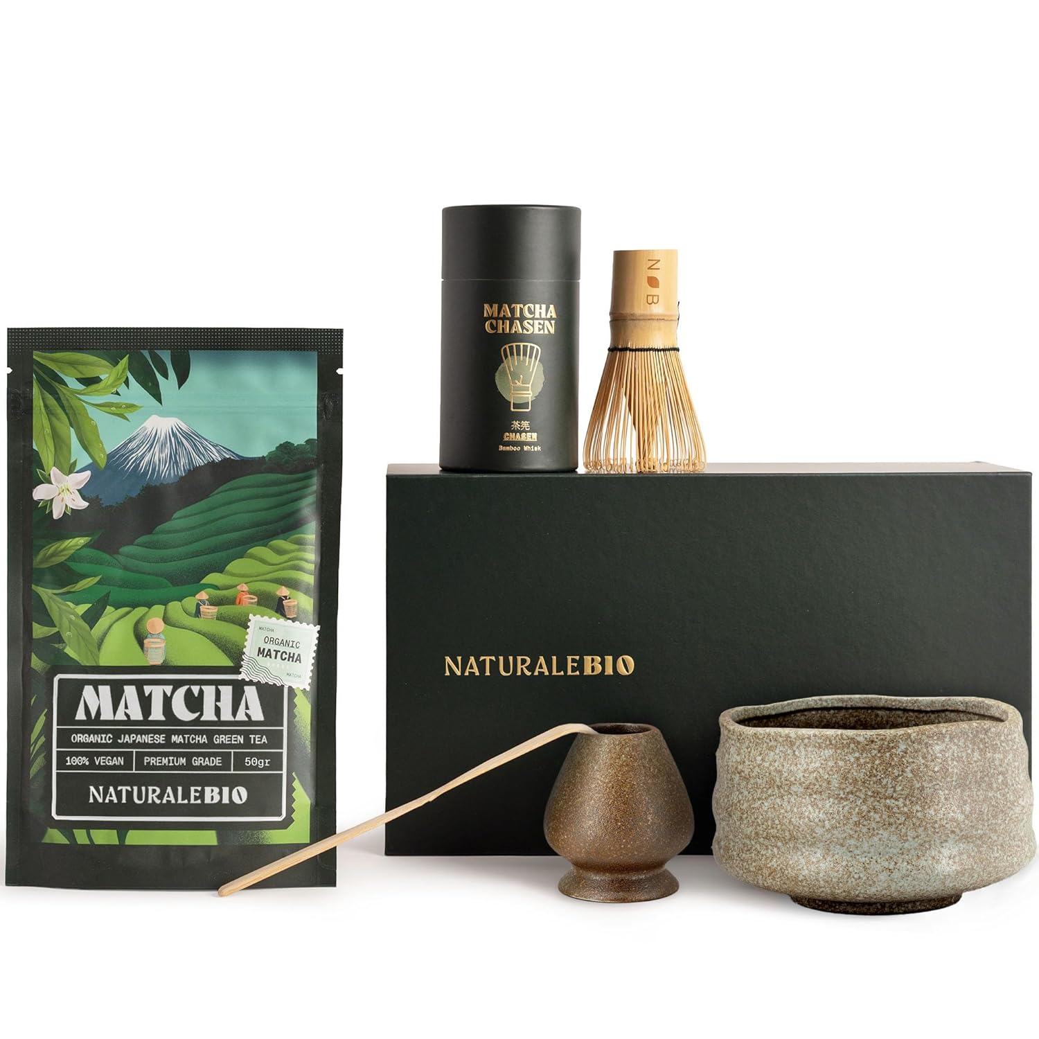 NaturaleBio Matcha Tee Pulver Bio - Premium-Qualität - 100g. Original Green Tea aus Japan. Japanischer ideal zum Trinken. Grüntee für Latte, Smoothies Getränk. Hergestellt in Uji, Kyoto.