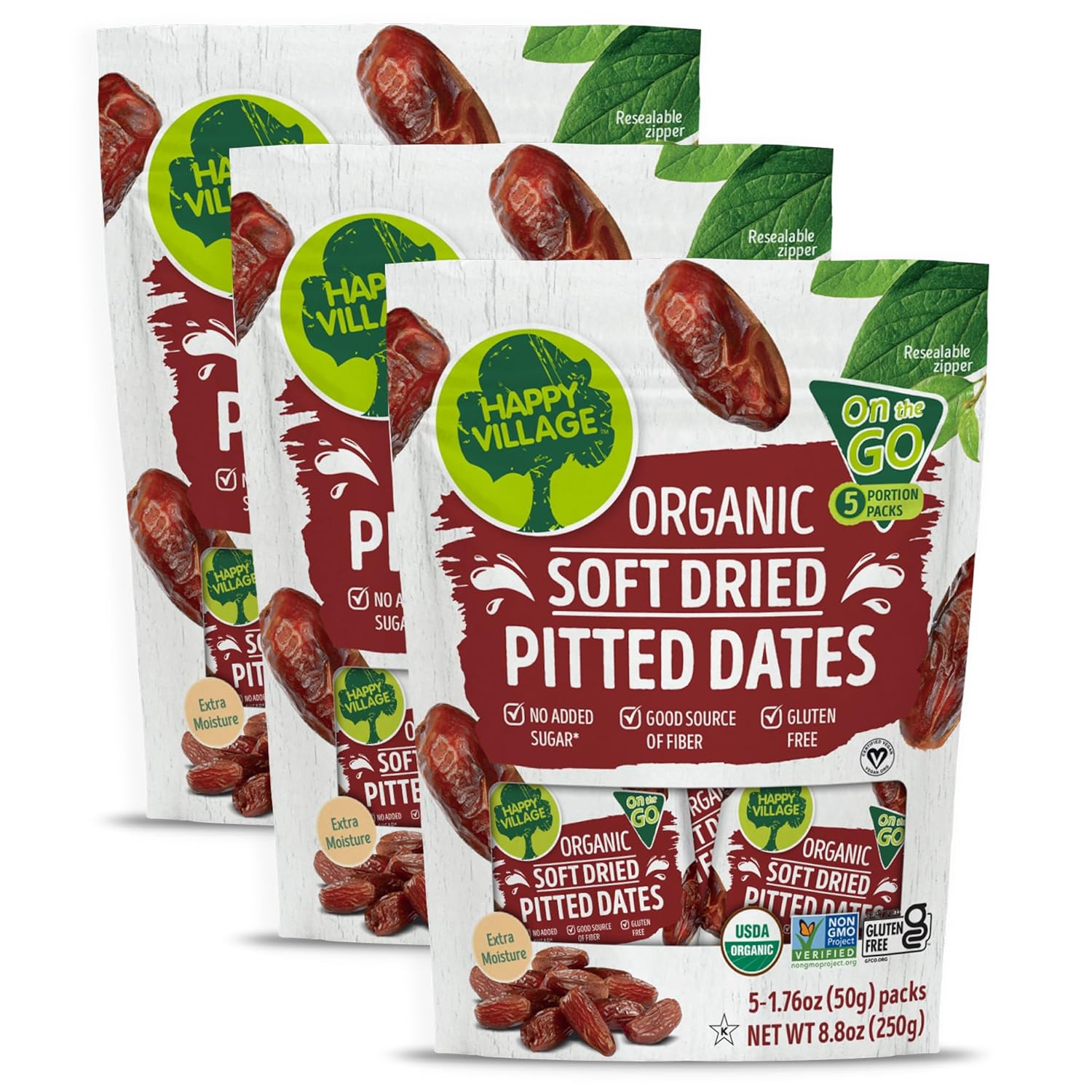 Happy Village Organic Whole Dried Strawberries, 18 OZ Resealable Pack - Soft & Juicy, Kosher, Non-GMO, No Refined Sugar, Apple Juice Infused Dried Strawberry