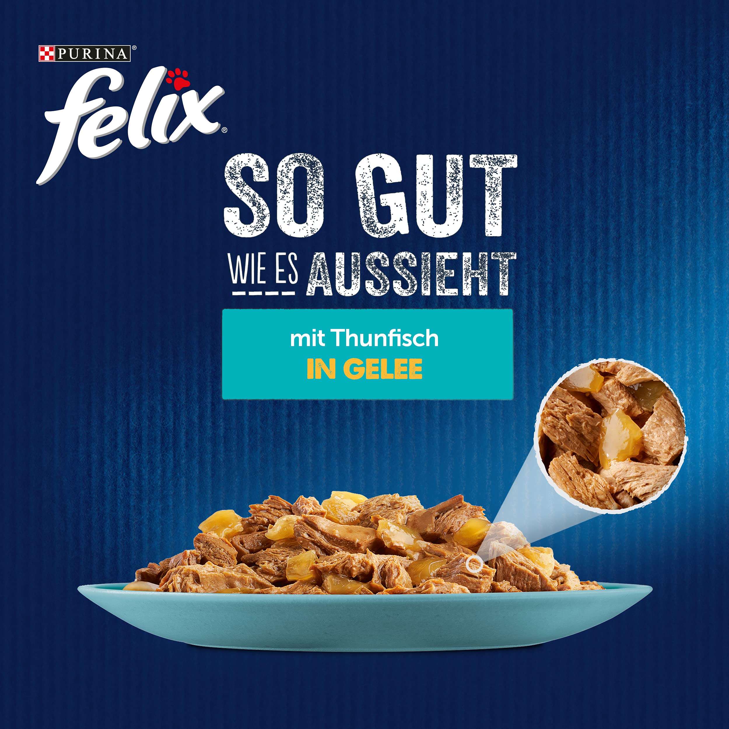 Felix So gut wie es aussieht Katzenfutter nass in Gelee, mit Huhn, 26er Pack (26 x 85g)