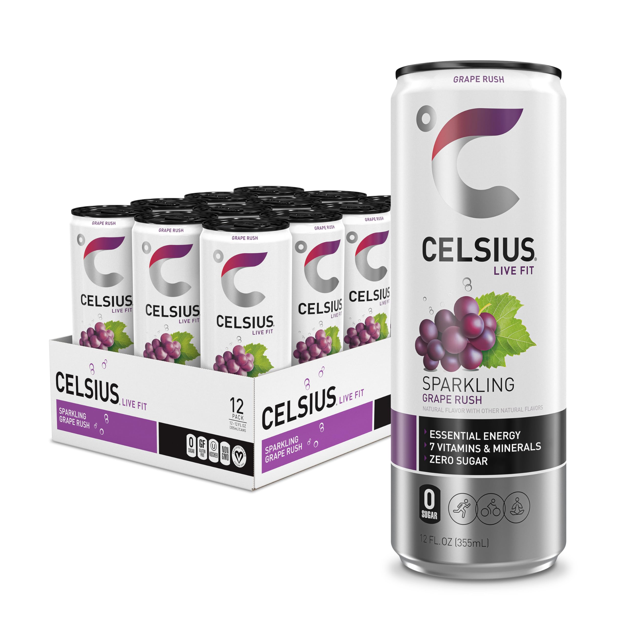 CELSIUS Sparkling Kiwi Guava, Functional Essential Energy Drink 12 Fl Oz (Pack of 12)