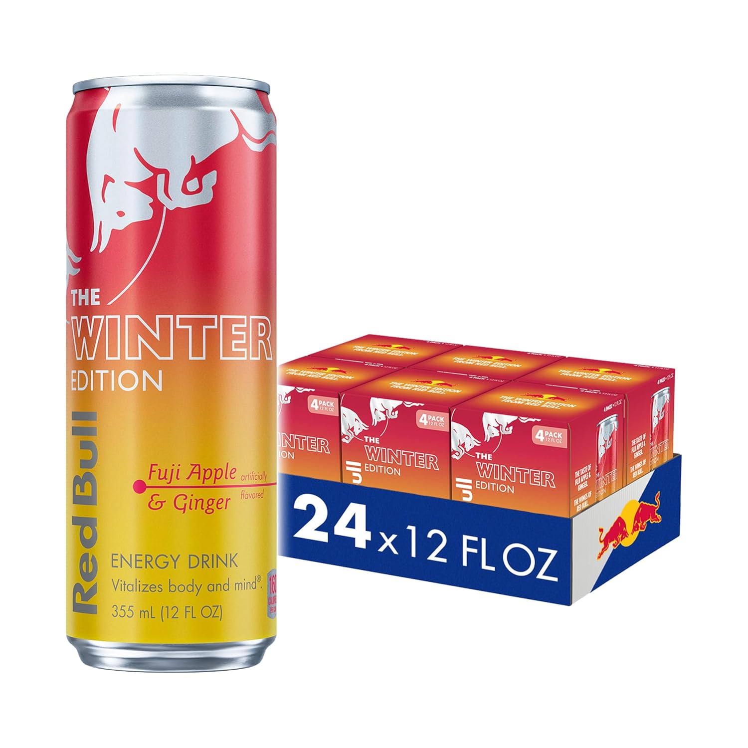 Red Bull Fuji Apple and Ginger Winter Edition Energy Drink, with 80mg Caffeine plus Taurine & B Vitamins, 8.4 Fl Oz, Pack of 24 Cans