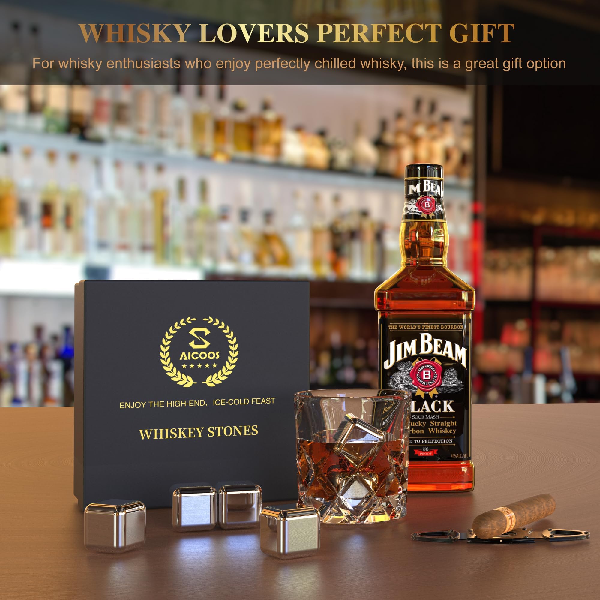 Geschenke für Männer Vatertagsgeschenke - Bullet Eiswürfel Edelstahl Wiederverwendbare Metall Whisky Steine für Jahrestag Und Geburtstag Personalisierte Geschenk für Ihn Ehemann Papa Freund (8Stück)