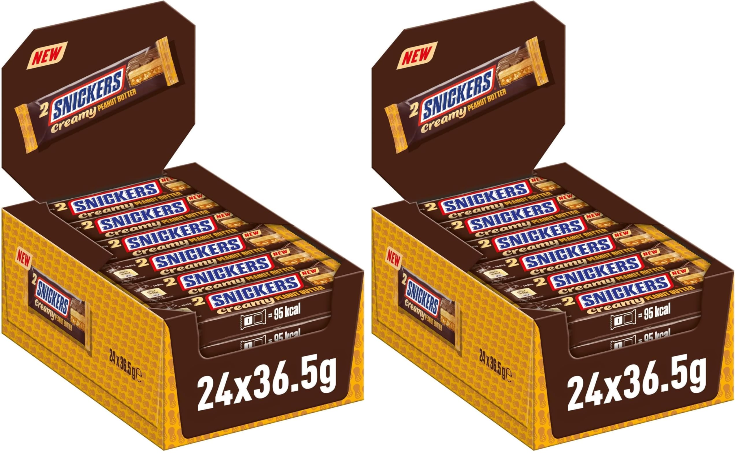 Snickers Creamy Peanut Butter, Schokolade Großpackung, Milchschokolade, Doppelriegel, 24 x 36,5g