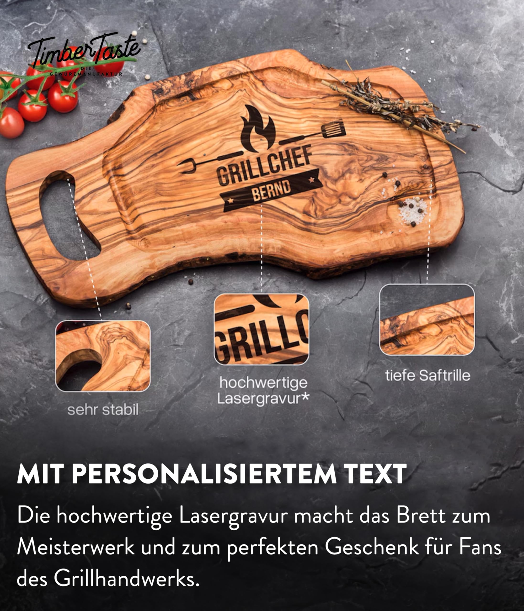 TIMBER TASTE® Grillgewürze Geschenkset - 5 premium BBQ Gewürze Rubs & Marinaden in edler Geschenkbox | Geschenke für Männer | Vatertag Geschenk | Gewürze Geschenkset ideal zum Grillen Geschenk Set