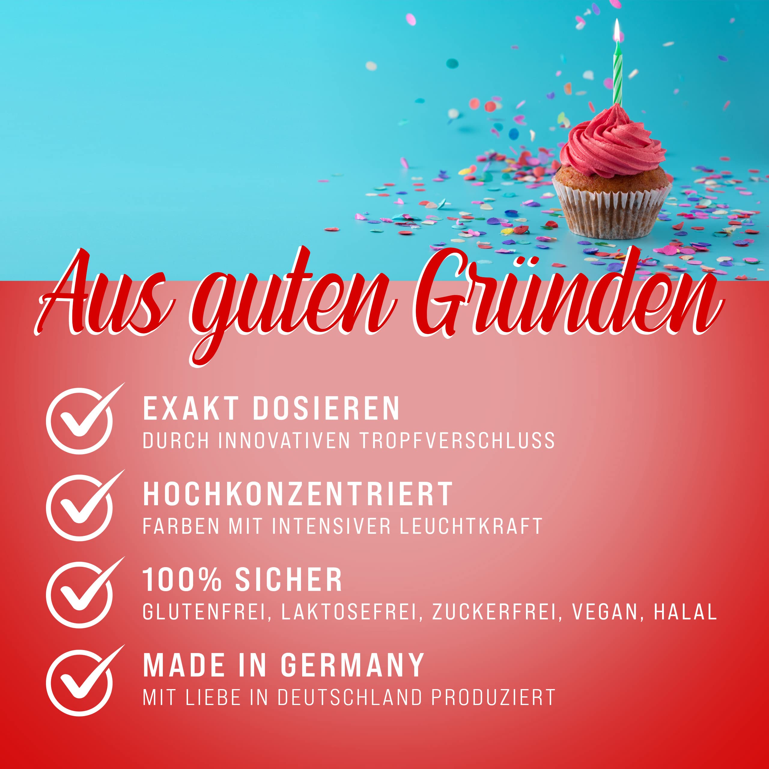 Belissia Lebensmittelfarbe Set – 8x10ml flüssig & hochkonzentriert – Lebensmittelechte Speisefarbe zum Backen, Kochen, Fondant & DIY - vegan, stark färbend, geschmacksneutral