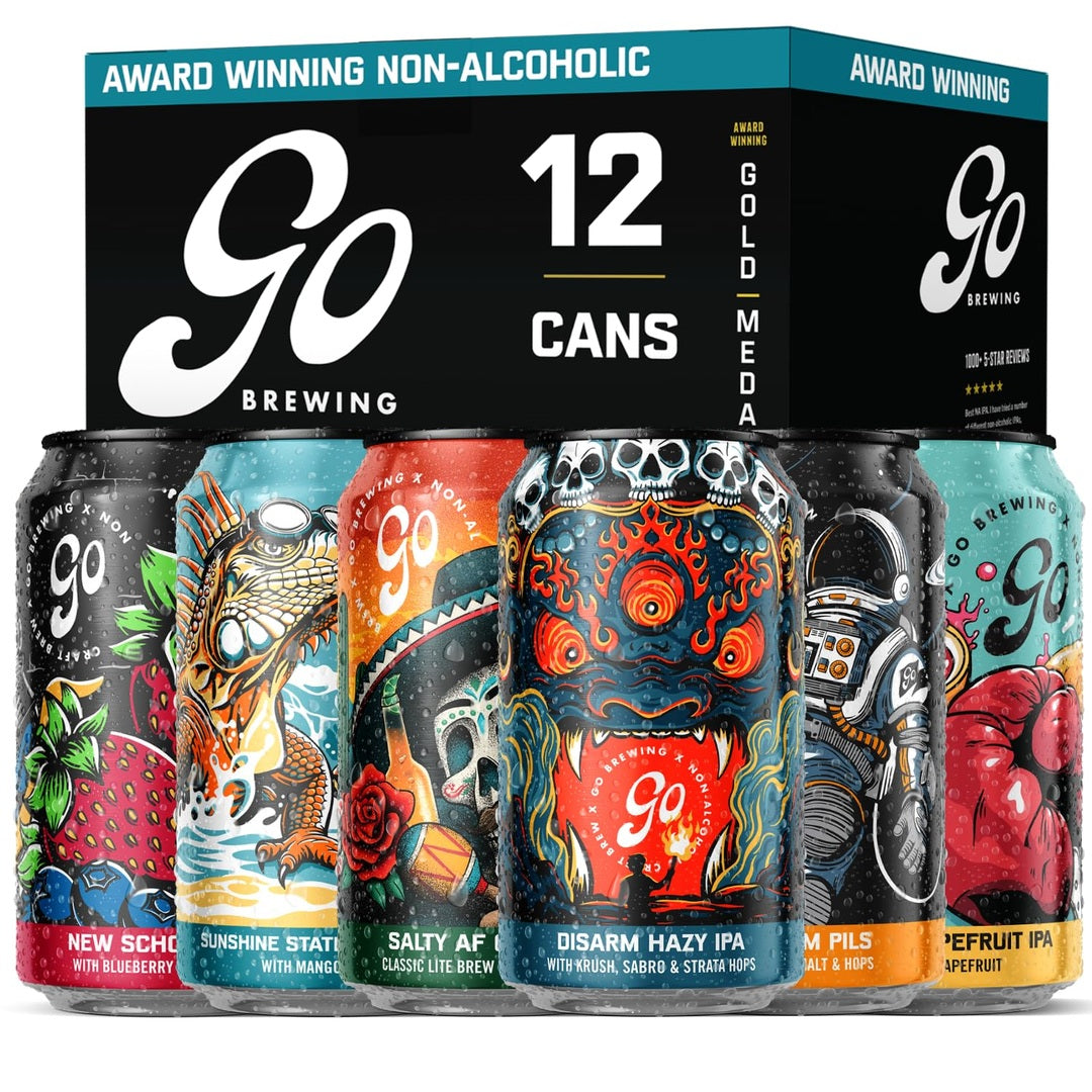 Go Brewing - 12 Mixed Pack - Non-Alcoholic Craft Brew - Small Batch Brew - Classic Ingredients - Non Alcoholic Assorted Variety Pack - Low-Calorie, NA Brew - Ideal for Any Occasion (12 oz, 12 Pack)