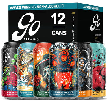 Go Brewing - 12 Mixed Pack - Non-Alcoholic Craft Brew - Small Batch Brew - Classic Ingredients - Non Alcoholic Assorted Variety Pack - Low-Calorie, NA Brew - Ideal for Any Occasion (12 oz, 12 Pack)
