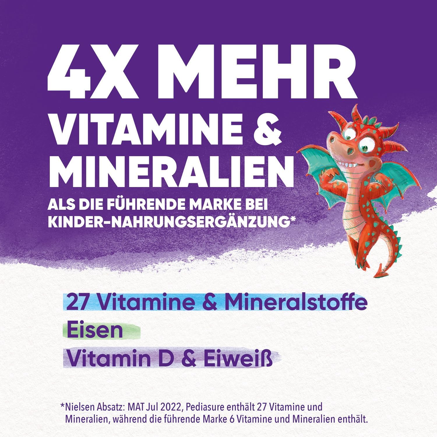Pediasure Kinder Drachen Power Vanille 850g| leckerer Nahrungsergänzungsshake für Kinder ab 1 Jahr|mit 27 Vitaminen & Mineralien, Protein und triplesure Komplex|Verpackung kann variieren