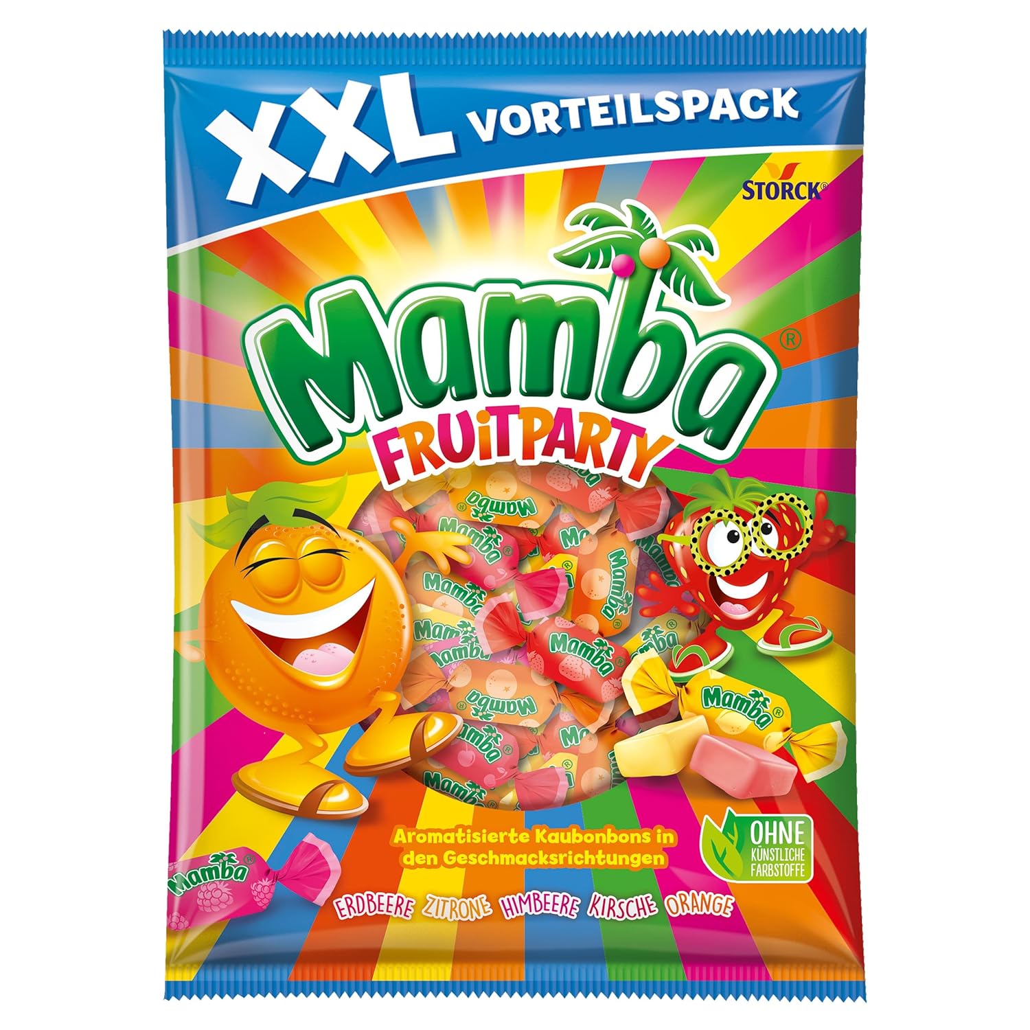 Mamba Beach Mix – 1 x 160g – Fruchtige Kaubonbons mit Mamba Beach Surfer, Mamba Beach Sticks & Mamba Beach Bites – Fruchtgummi Mix einzeln verpackt