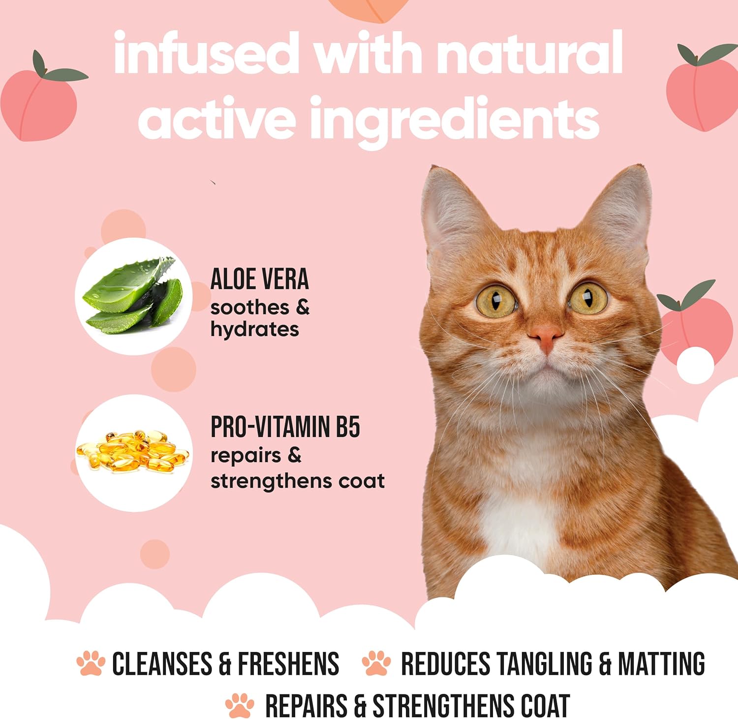 Buddycare Katzenshampoo für Katzen 500 ml Katzenshampoo mit Pfirsichduft zur Reinigung und zum Waschen