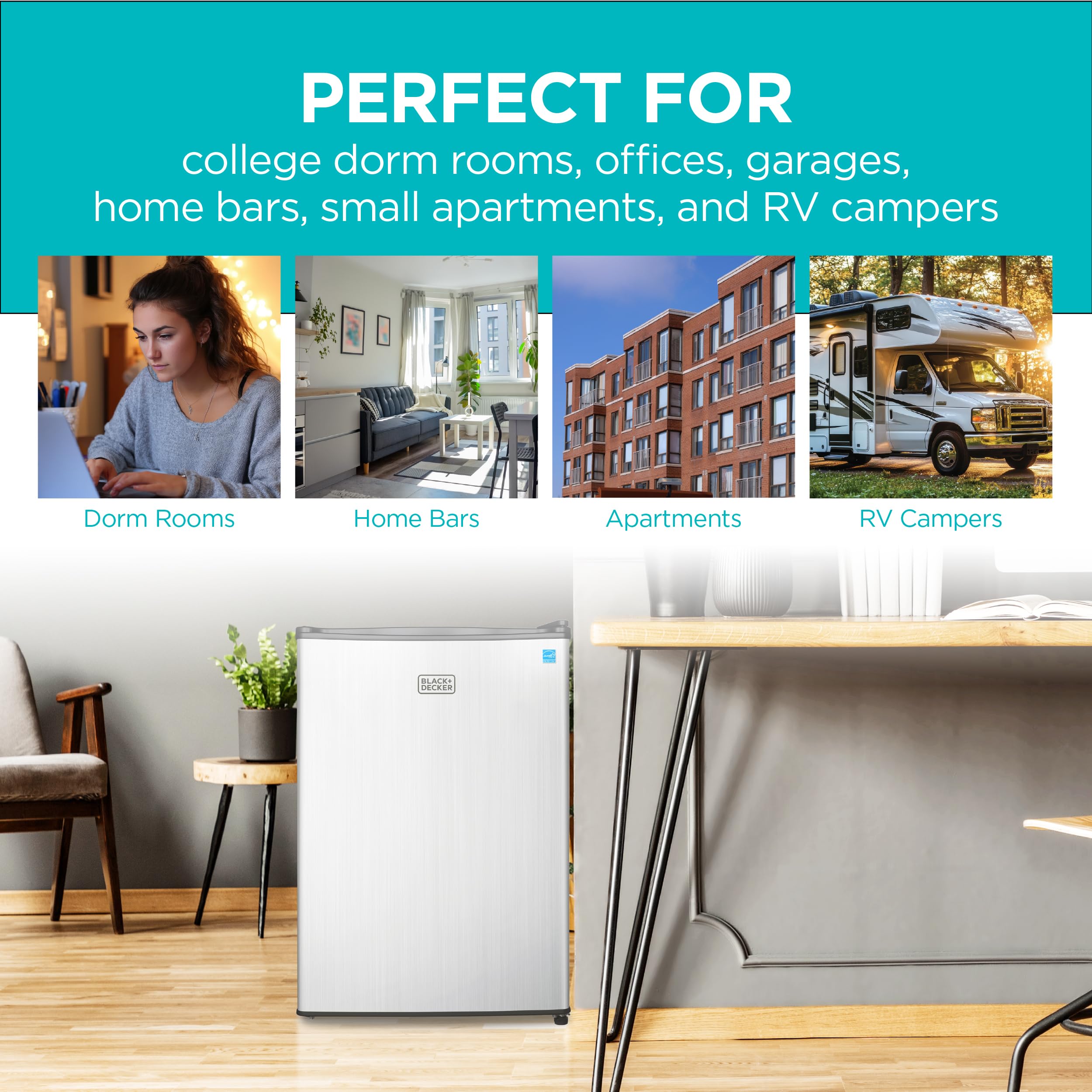 BLACK+DECKER 1.7 Cu. Ft. Compact Refrigerator, ENERGY STAR Certified, Single Door Mini Fridge with Chiller Compartment, Personal Fridge for Home or Dorm Room, R600a Refrigerant, BCRK17W, White