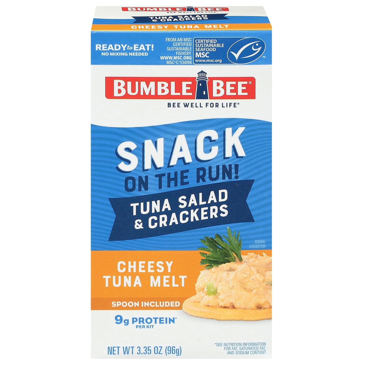 Bumble Bee Snack On The Run Original Tuna Salad with Crackers Kit (Pack of 12) - Ready to Eat Protein Snack Pack - 8g Protein per Box - Wild Caught MSC Certified Tuna