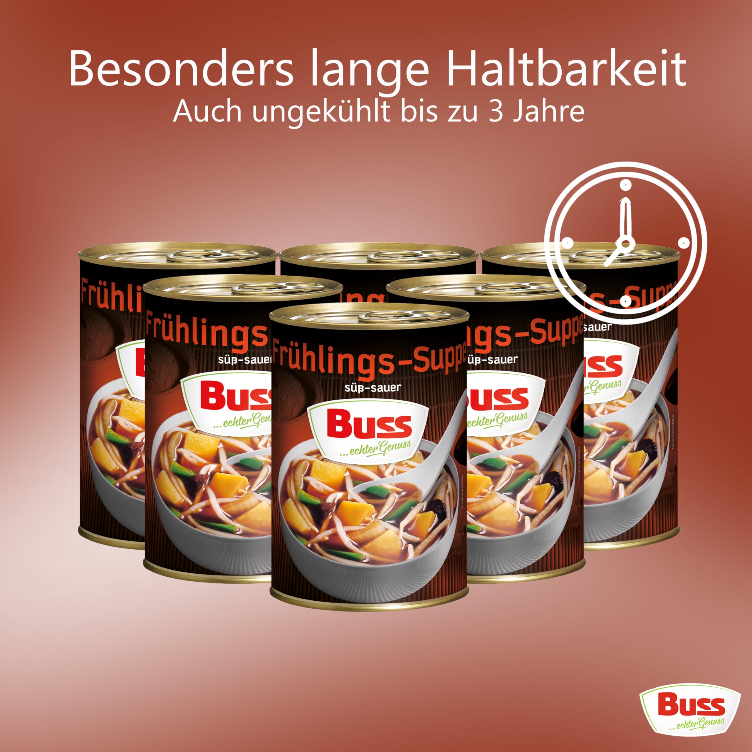 Buss Asia Suppen - Bihunsuppe Original nach indonesischer Art - Milde Asia Suppe mit Paprika, Hühnerfleisch und Glasnudeln - Schnelle Fertiggerichte zum Aufwärmen in Mikrowelle & Topf - 12 x 400g