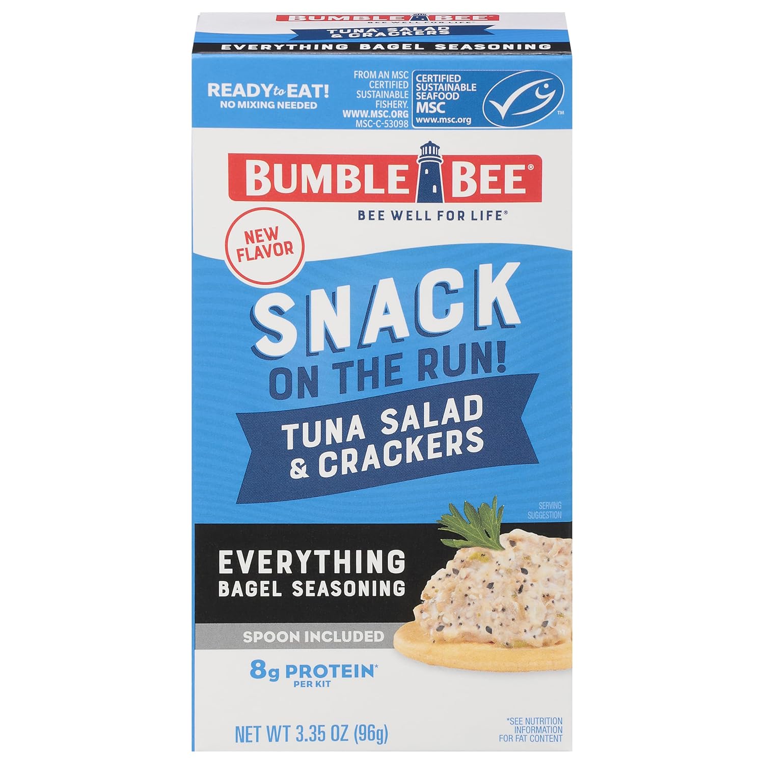Bumble Bee Snack On The Run Original Tuna Salad with Crackers Kit (Pack of 12) - Ready to Eat Protein Snack Pack - 8g Protein per Box - Wild Caught MSC Certified Tuna