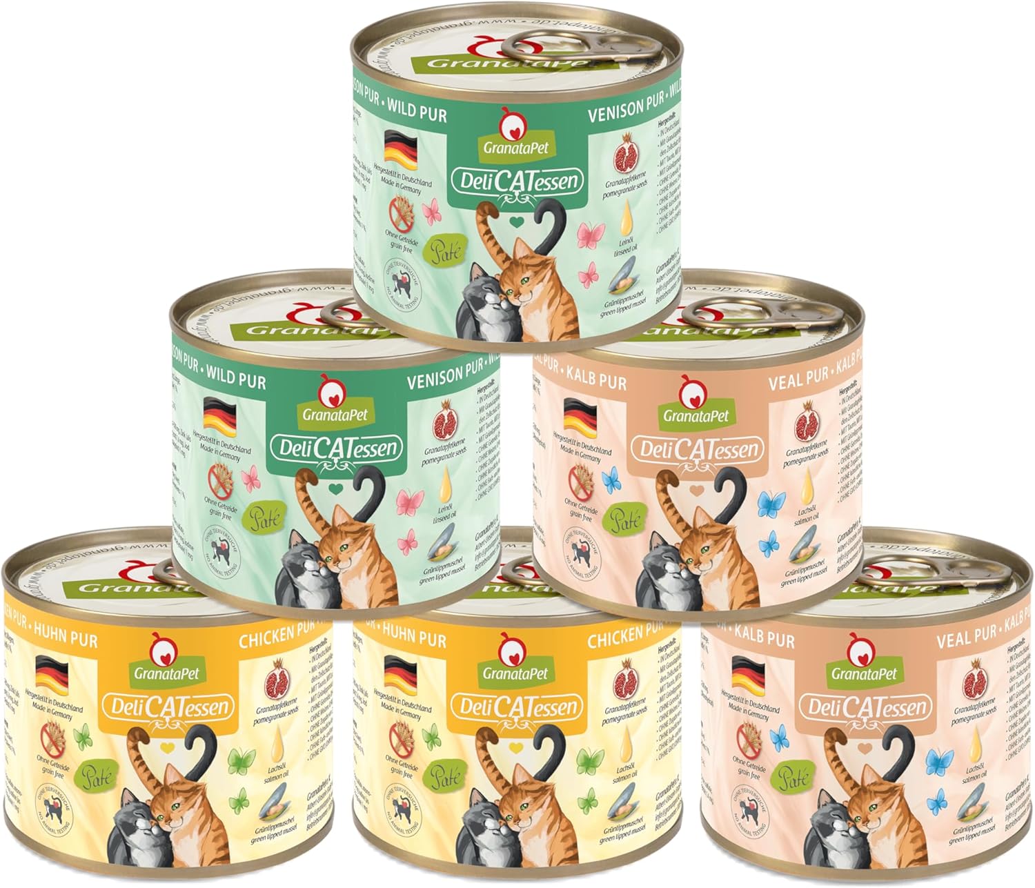 GranataPet DeliCatessen Huhn PUR, Nassfutter für Katzen, Futter ohne Getreide & ohne Zuckerzusätze, Katzenfutter mit hohem Fleischanteil & hochwertigen Ölen, 6 x 400 g