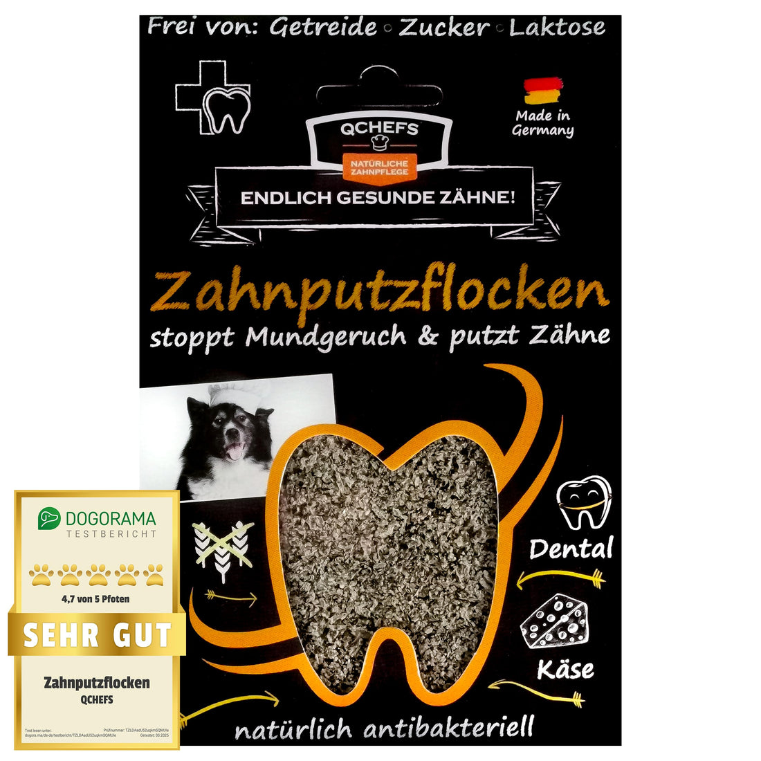 QCHEFS 2er Pack Großpackung Papie Zahnputzflocken für große Hunde - Zahnpflege Hund, ohne Dentalspray für Hunde, Zahnsteinentferner & Mundgeruch Kontrolle, Ideal für Hunde von der Schleckmatte