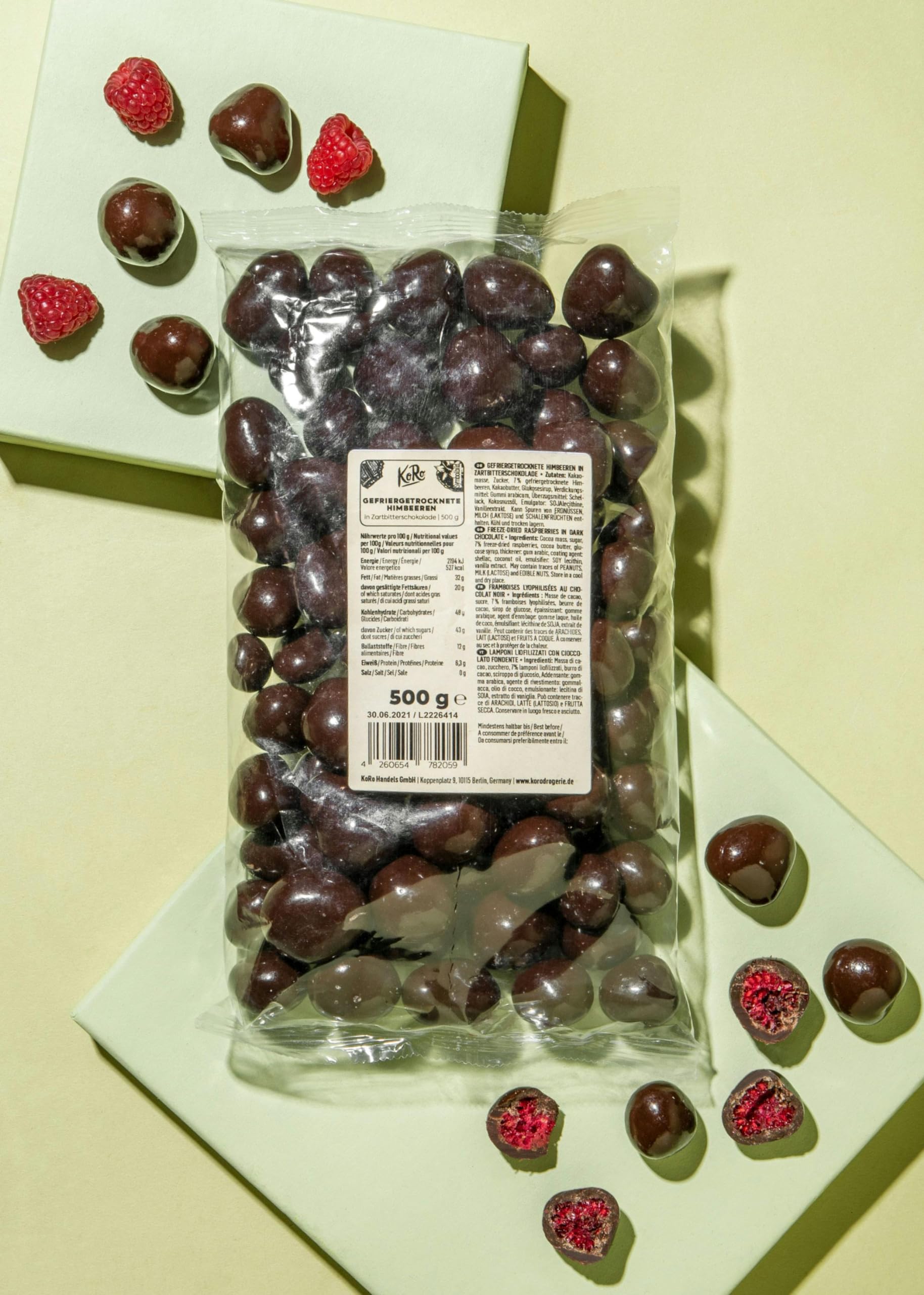 KoRo - Gefriergetrocknete Erdbeeren in Milchschokolade 1 kg - Knackig Fruchtig - Snack im Vorteilspack
