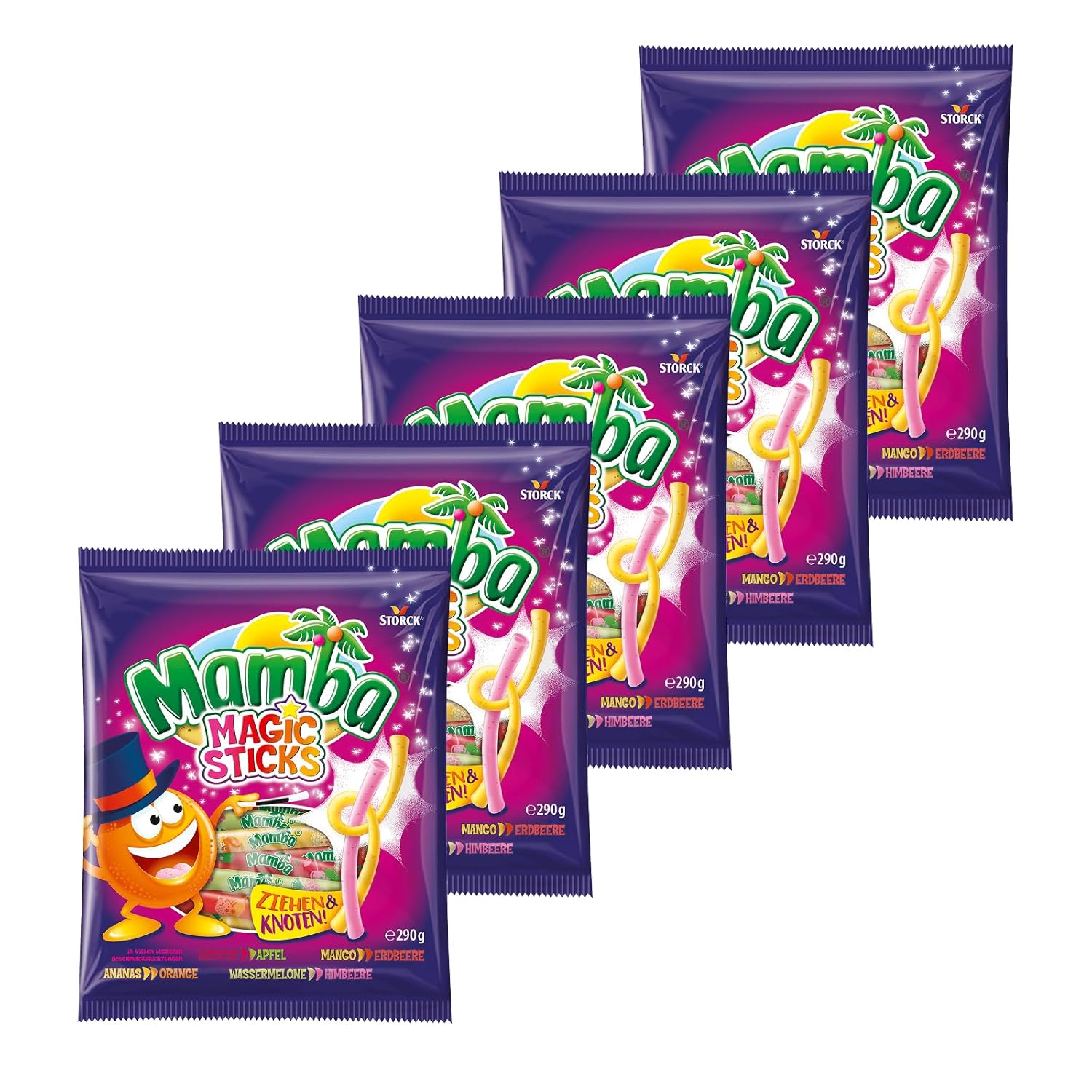 Mamba Beach Mix – 1 x 160g – Fruchtige Kaubonbons mit Mamba Beach Surfer, Mamba Beach Sticks & Mamba Beach Bites – Fruchtgummi Mix einzeln verpackt