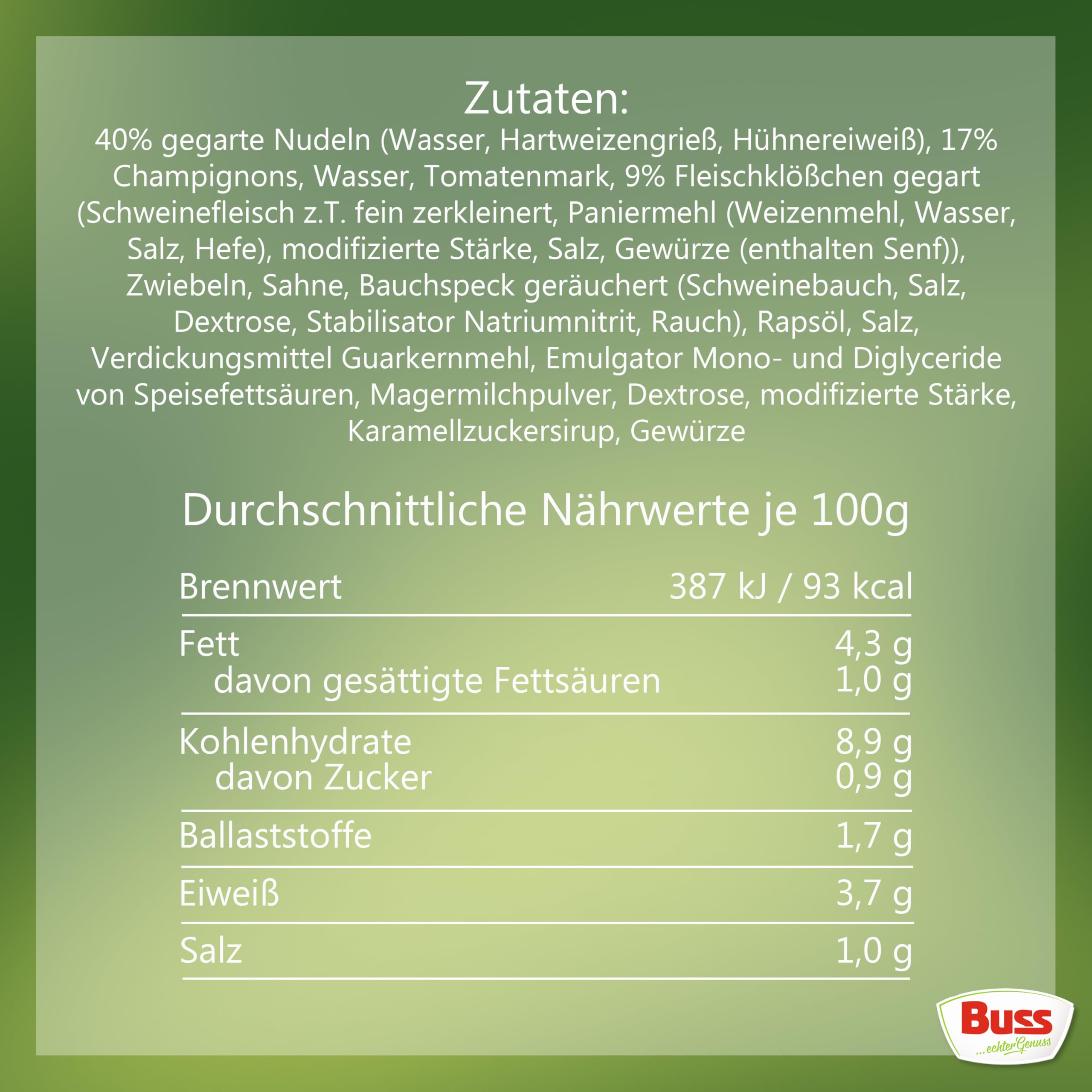Buss Freizeitmacher Traditioneller Grünkohl Eintopf mit Kartoffeln und Mettenden - Fertiggerichte zum Aufwärmen in Mikrowelle & Topf - Schnell & Einfach Zubereitet - 12 x 300g