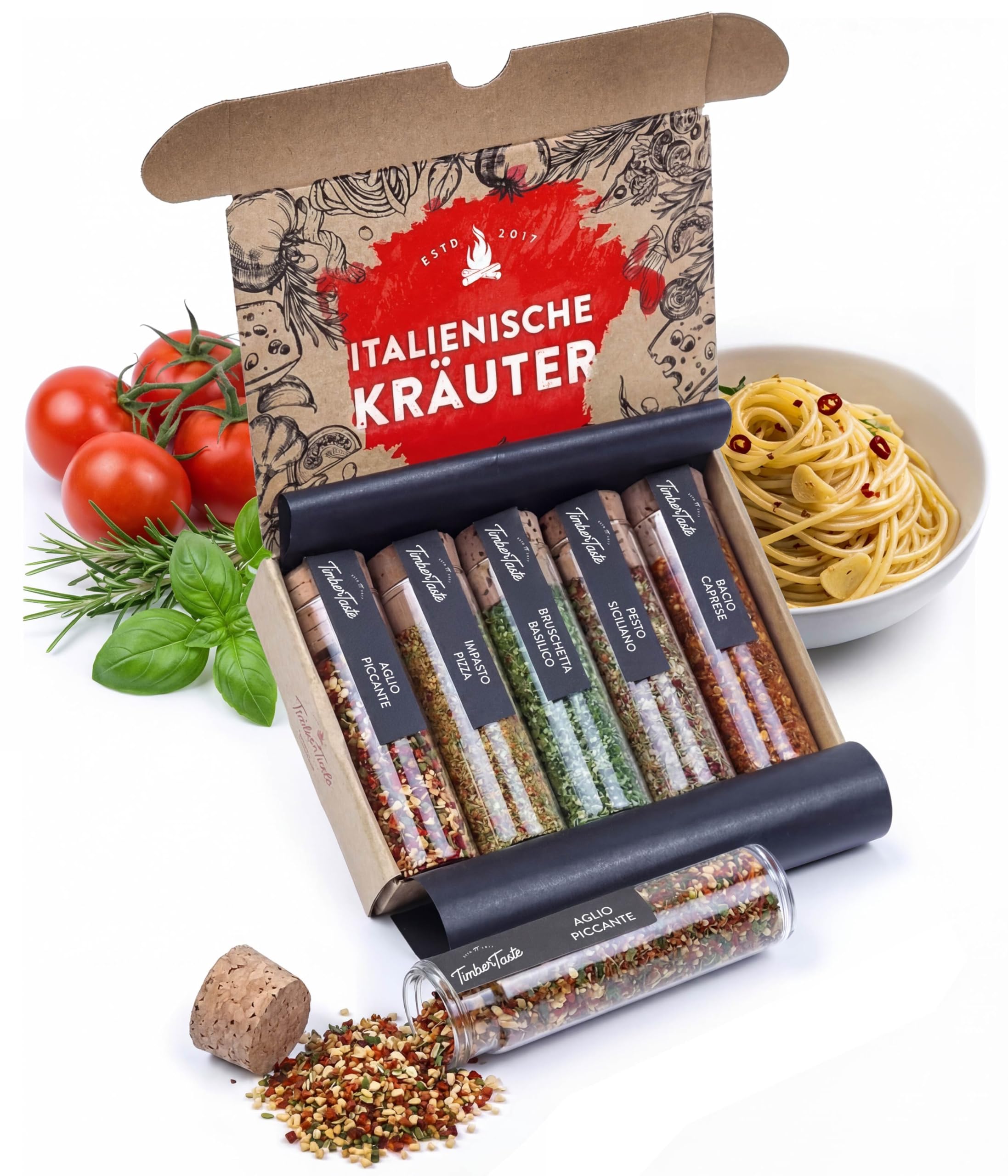 TIMBER TASTE® Grillgewürze Geschenkset - 5 premium BBQ Gewürze Rubs & Marinaden in edler Geschenkbox | Geschenke für Männer | Vatertag Geschenk | Gewürze Geschenkset ideal zum Grillen Geschenk Set