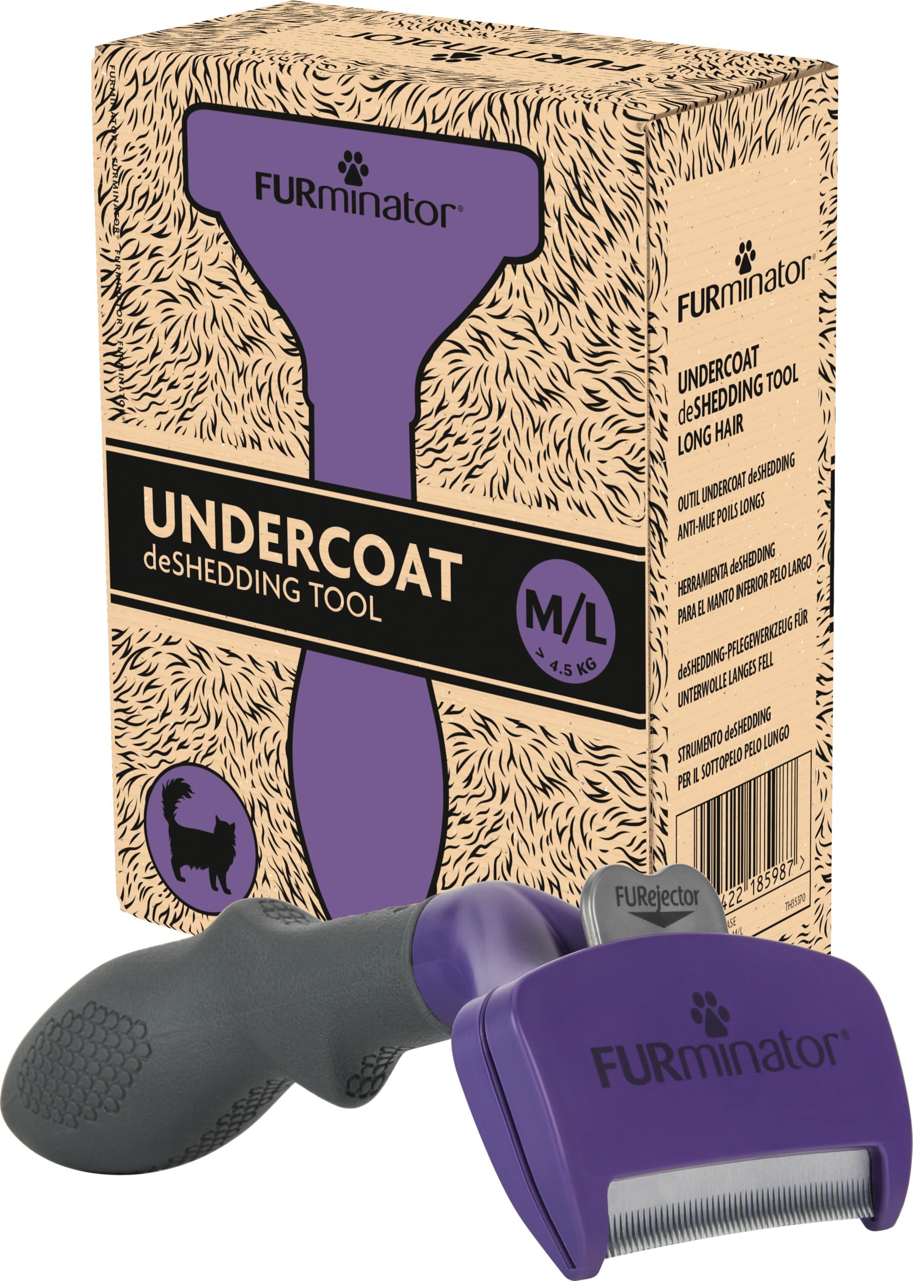 FURminator deShedding Tool Katzen Größe M,L Kurzhaar - Katzenbürste für mittelgroße und große Katzen zur Entfernung der Unterwolle