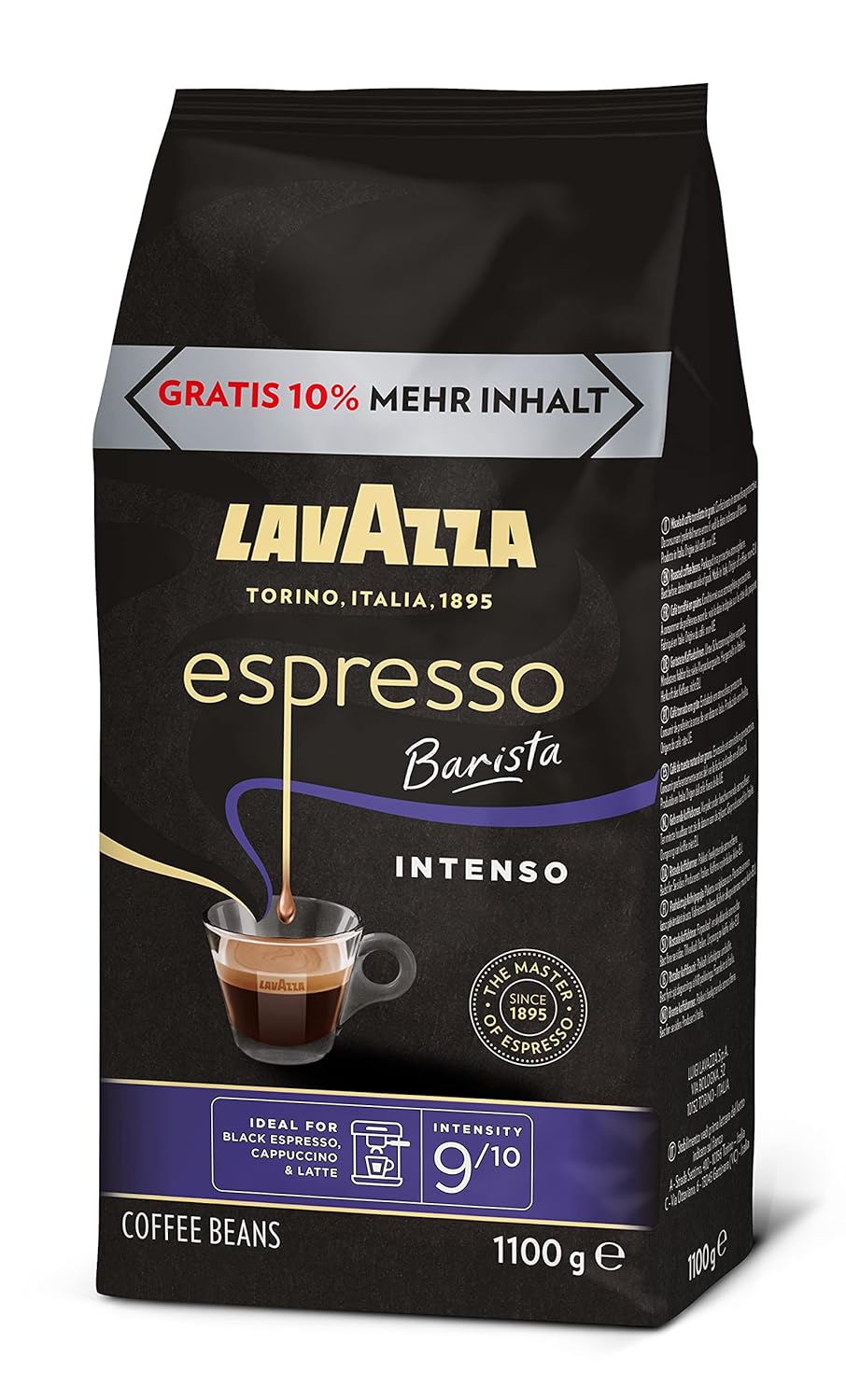 Lavazza, Espresso Italiano Cremoso, Arabica und Robusta Kaffeebohnen, mit Aromanoten von Gewürzen und Kakao, Intensität 8/10, Mittlere Röstung, 1 Packung mit 1 Kg