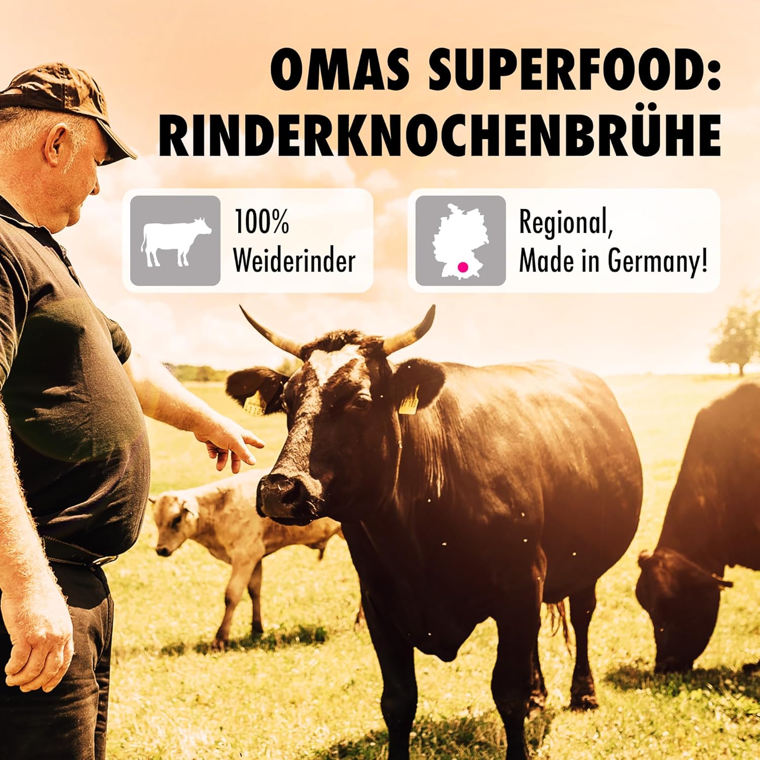 BROX Knochenbrühen-Konzentrat Weiderind (465 g) – 24h gekocht, 205g Kollagen, 3 Sek. Zubereitung – Für 11,5L Rinderbrühe mit maximaler Bioverfügbarkeit – ohne Zusätze, 46 Portionen
