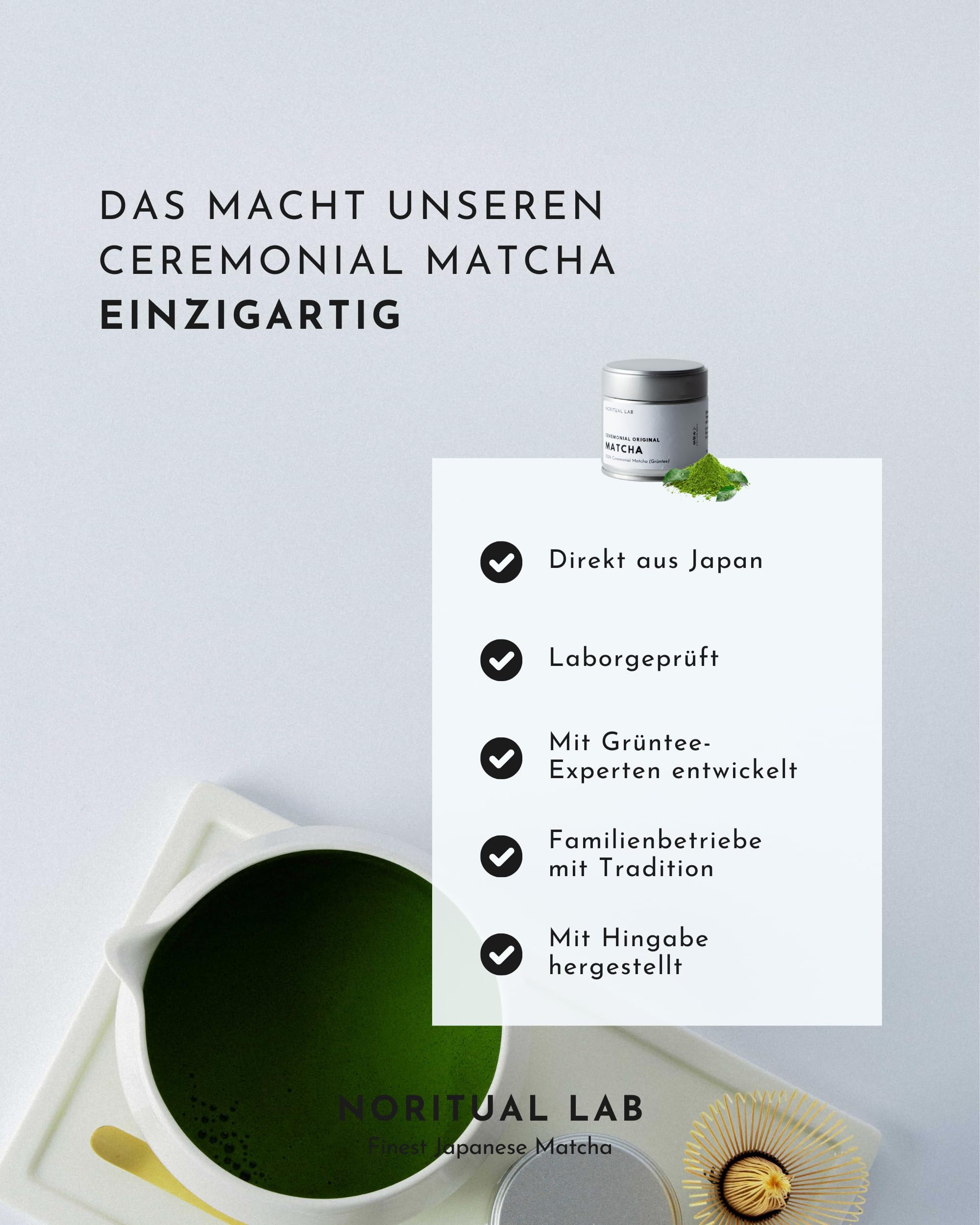Ceremonial Matcha - Reines Matcha Pulver aus Japan - Ceremonial Grade - Original Matcha Grüntee - Erste Ernte - 100% Natürlich und Laborgeprüft