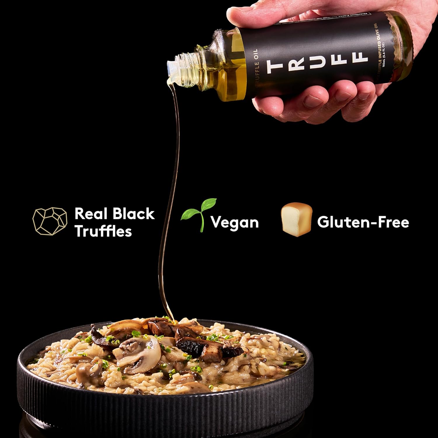 TRUFF Black Truffle Oil - Black Truffle Infused Olive Oil - Gourmet Dressing, Seasoning, Marinade, or Drizzle, Non-GMO, Gluten-Free, 5.6 fl.oz