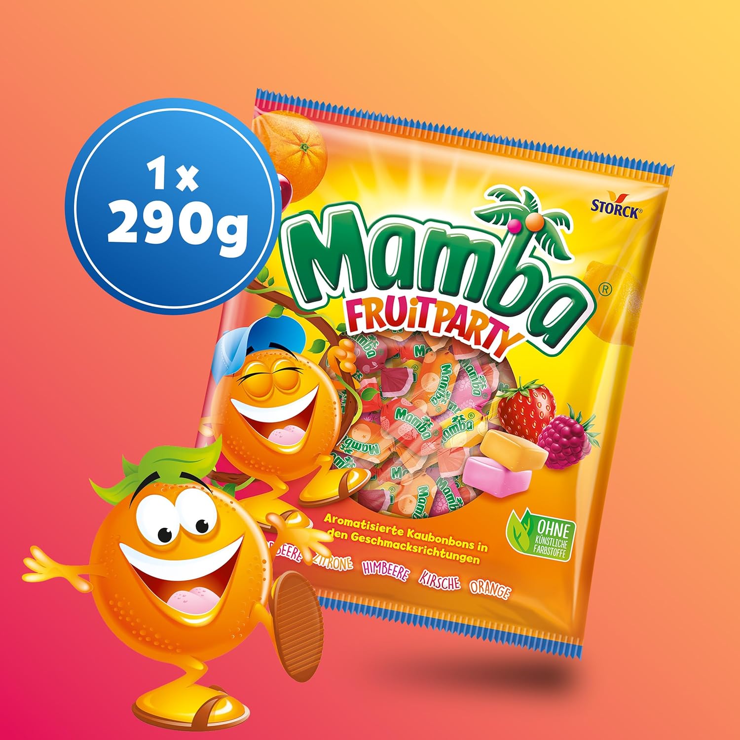 Mamba Beach Mix – 1 x 160g – Fruchtige Kaubonbons mit Mamba Beach Surfer, Mamba Beach Sticks & Mamba Beach Bites – Fruchtgummi Mix einzeln verpackt
