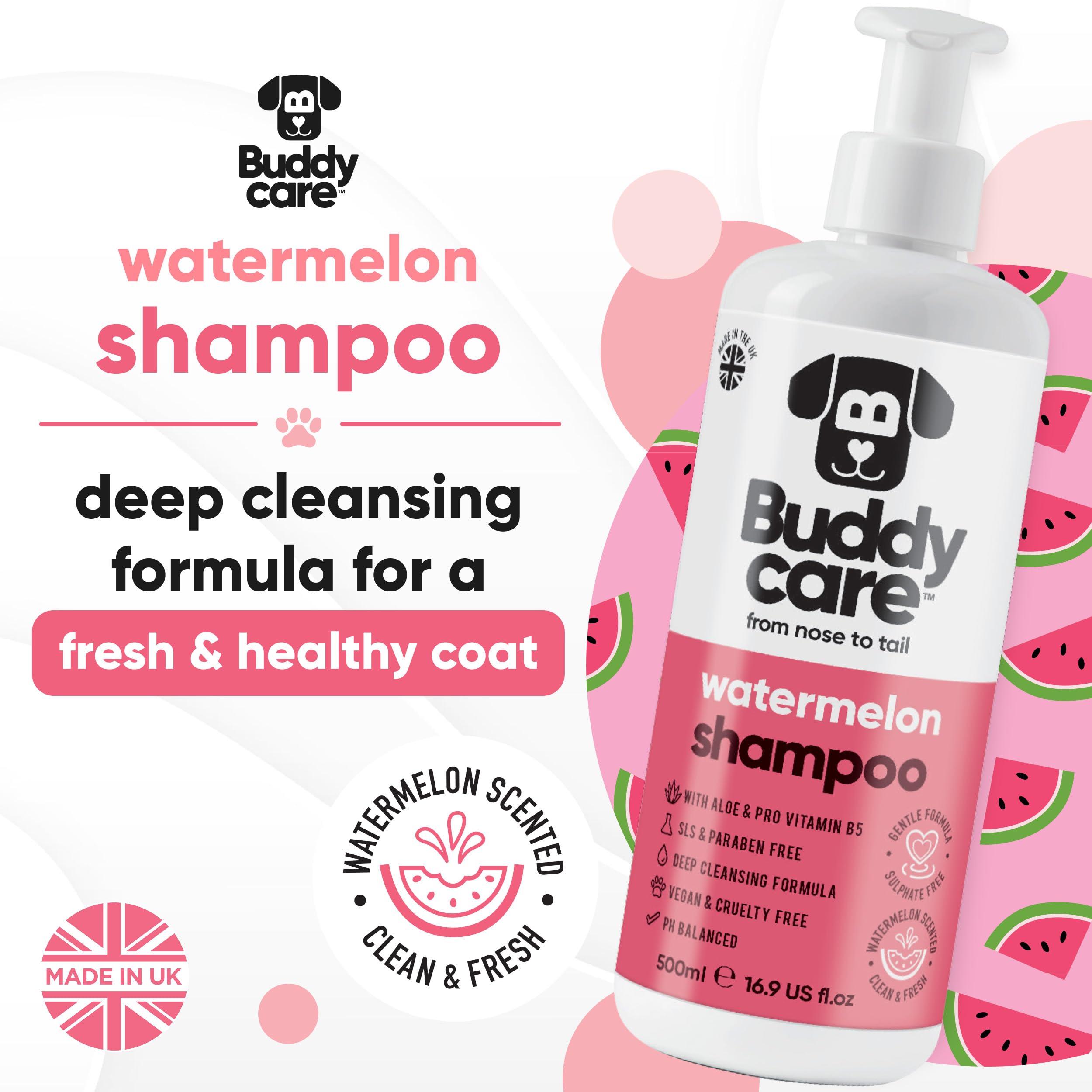 2in1 Hundeshampoo und Conditioner von Buddycare (500ml) - Praktisches Hundeshampoo langhaar und welpen Shampoo Mit Aloe Vera und Pro-Vitamin B5 Rückfettendes Shampoo Für Alle Hunderassen