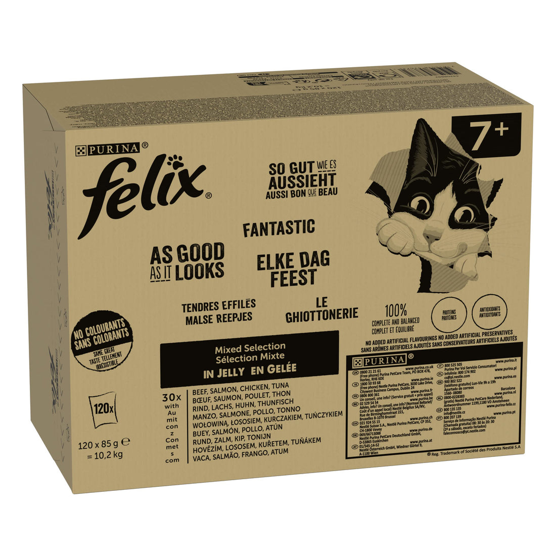 Felix Katzenfutter nass in Gelee, Sorten-Mix, 120er Pack (120 x 85g)
