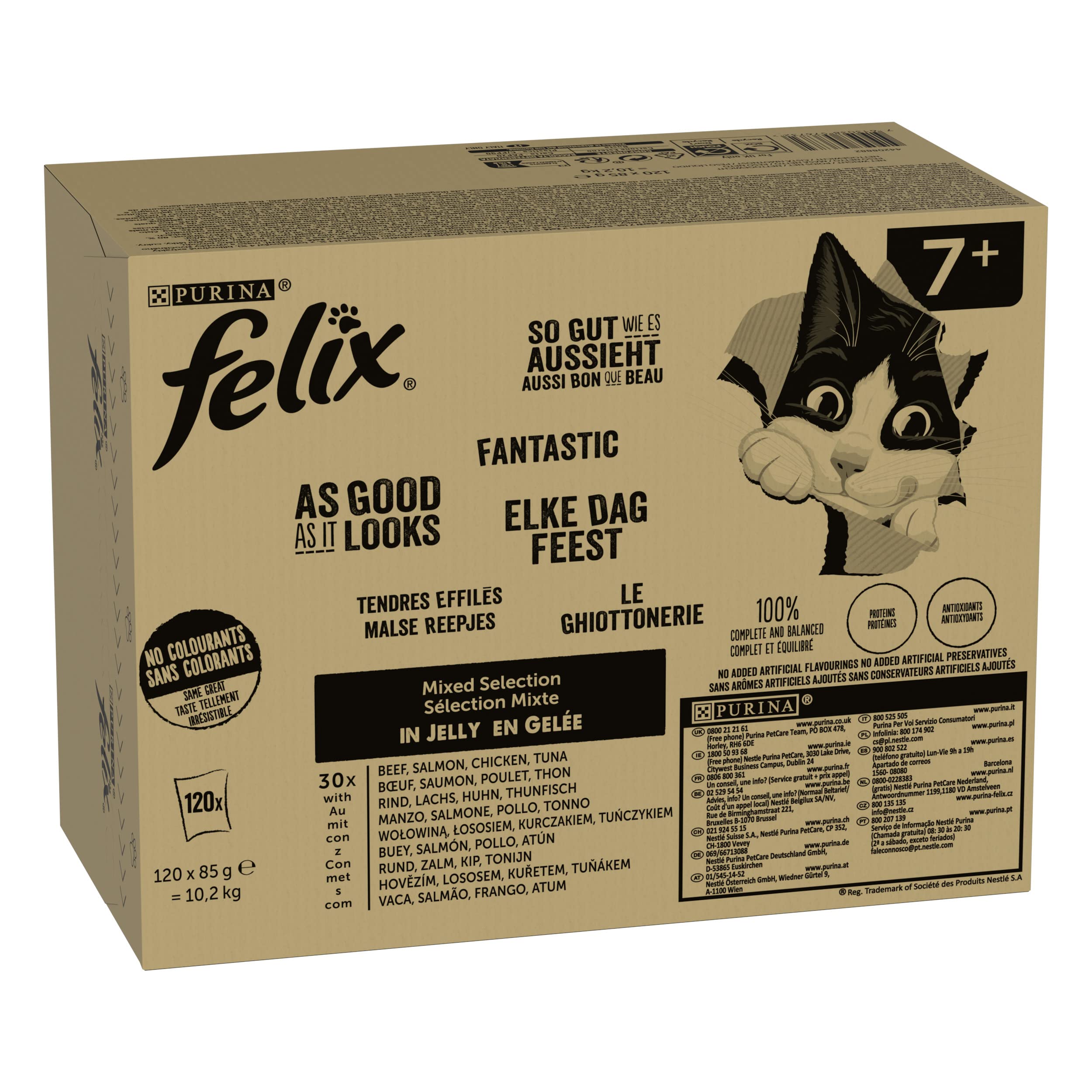 Felix Katzenfutter nass in Gelee, Sorten-Mix, 120er Pack (120 x 85g)
