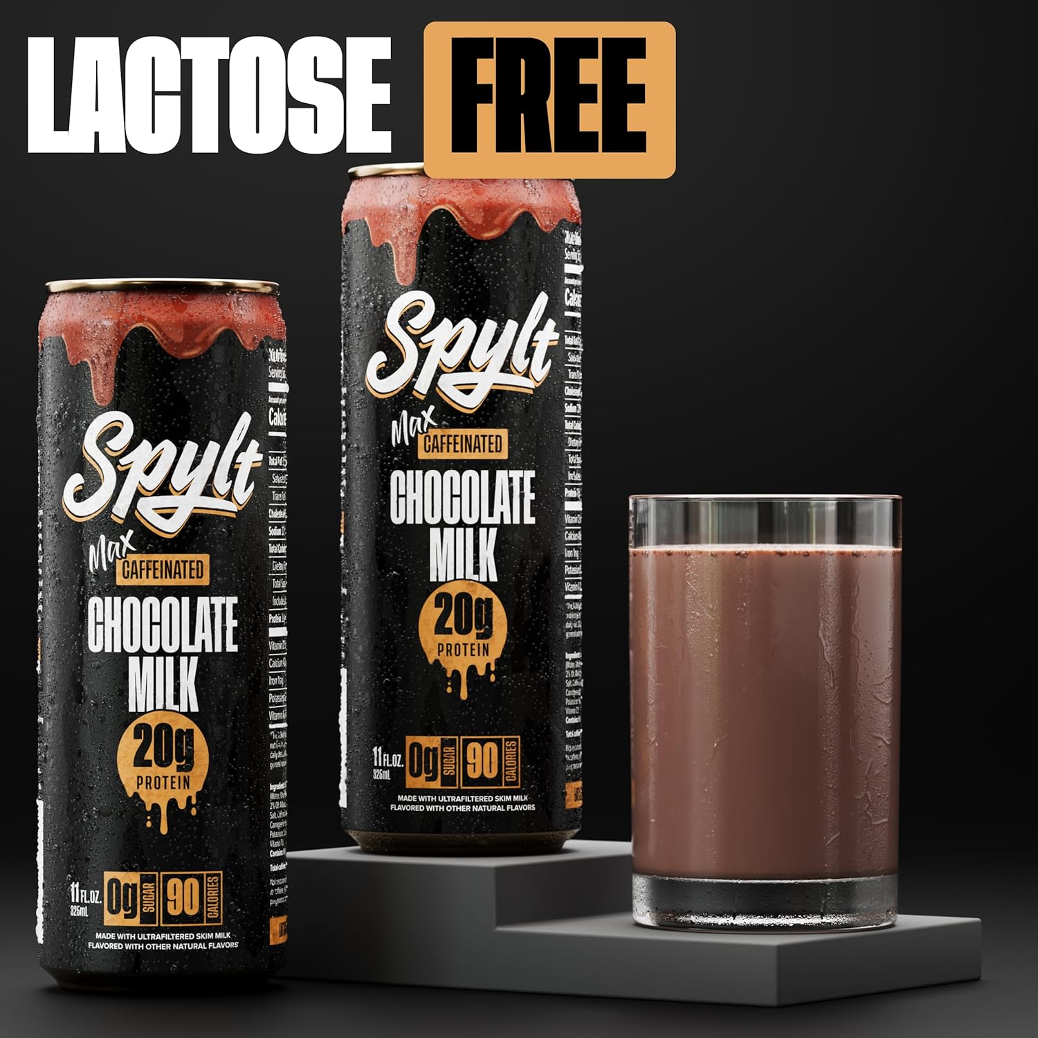 Spylt High Protein Vanilla Milkshake with 60mg Caffeine & 20g Protein - 90 Calories, Ready to Drink, Sugar Free, Lactose Free Milk, Perfect for Workout Recovery & Afternoon Pick Me Up - 12 Count