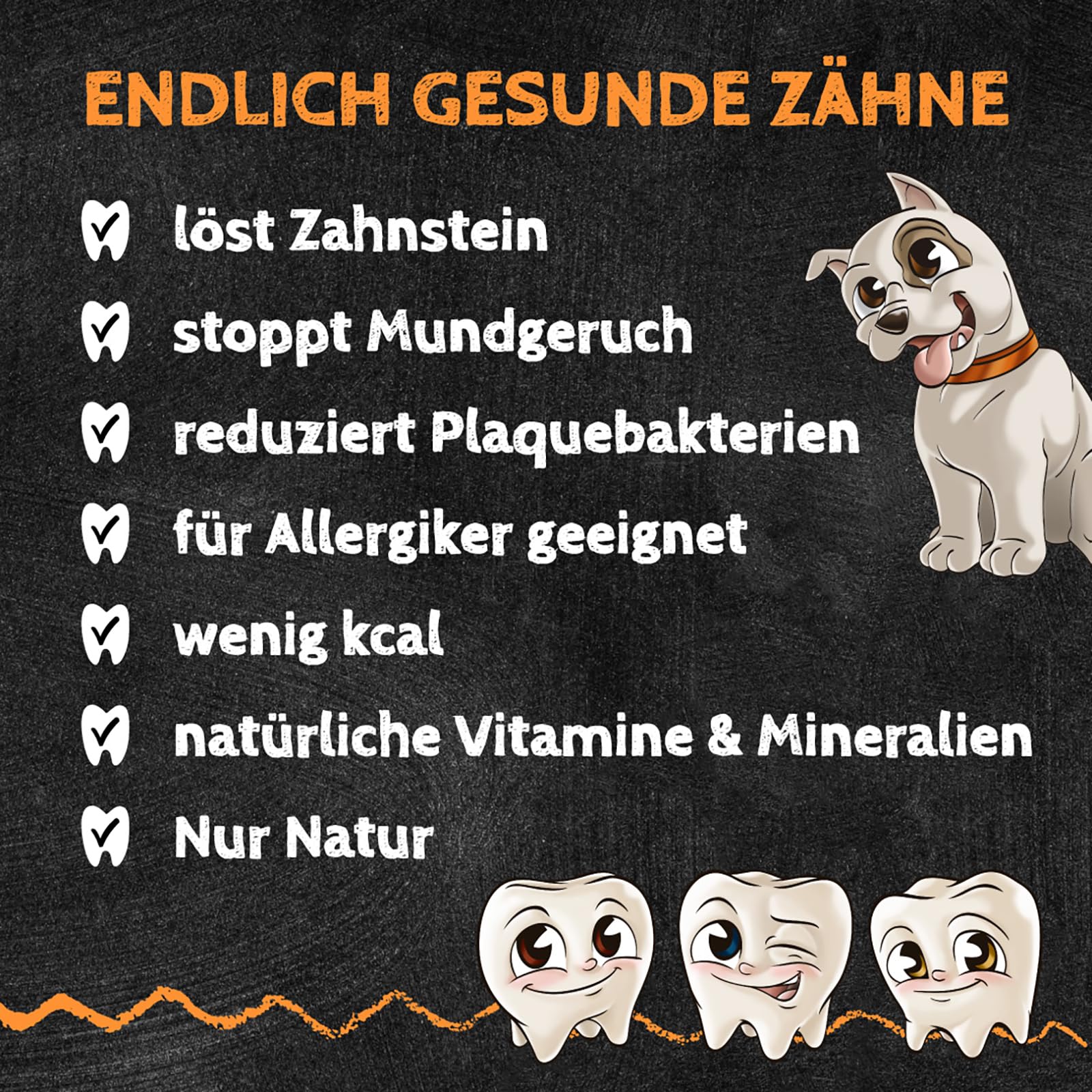 QCHEFS 2er Pack Großpackung Papie Zahnputzflocken für große Hunde - Zahnpflege Hund, ohne Dentalspray für Hunde, Zahnsteinentferner & Mundgeruch Kontrolle, Ideal für Hunde von der Schleckmatte