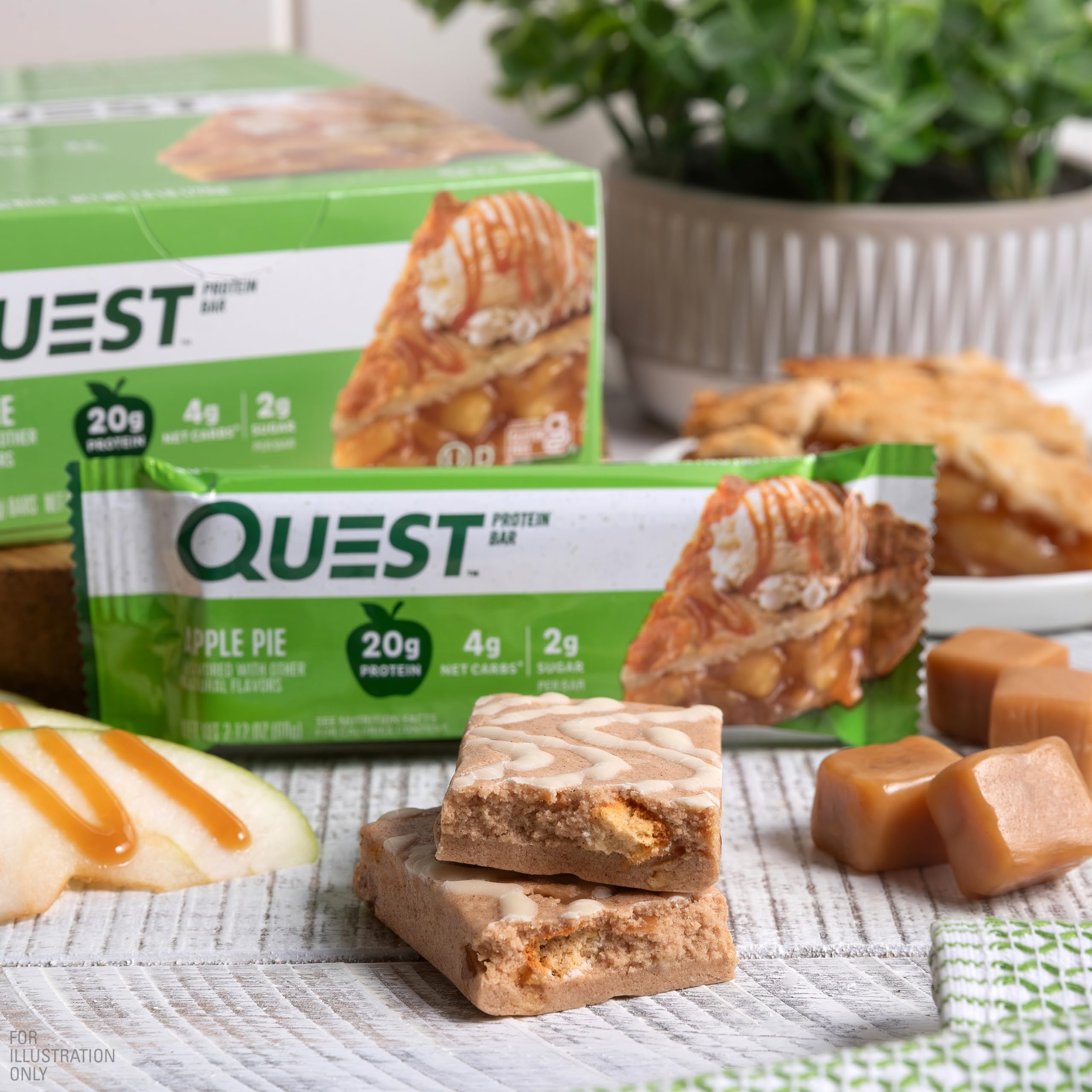 Quest Nutrition Chocolate Chip Dough Cookie Protein Bars, 21g Protein, 1g Sugar, 4g Net Carbs, High Fiber, Gluten Free, Keto-Friendly, 12 Count