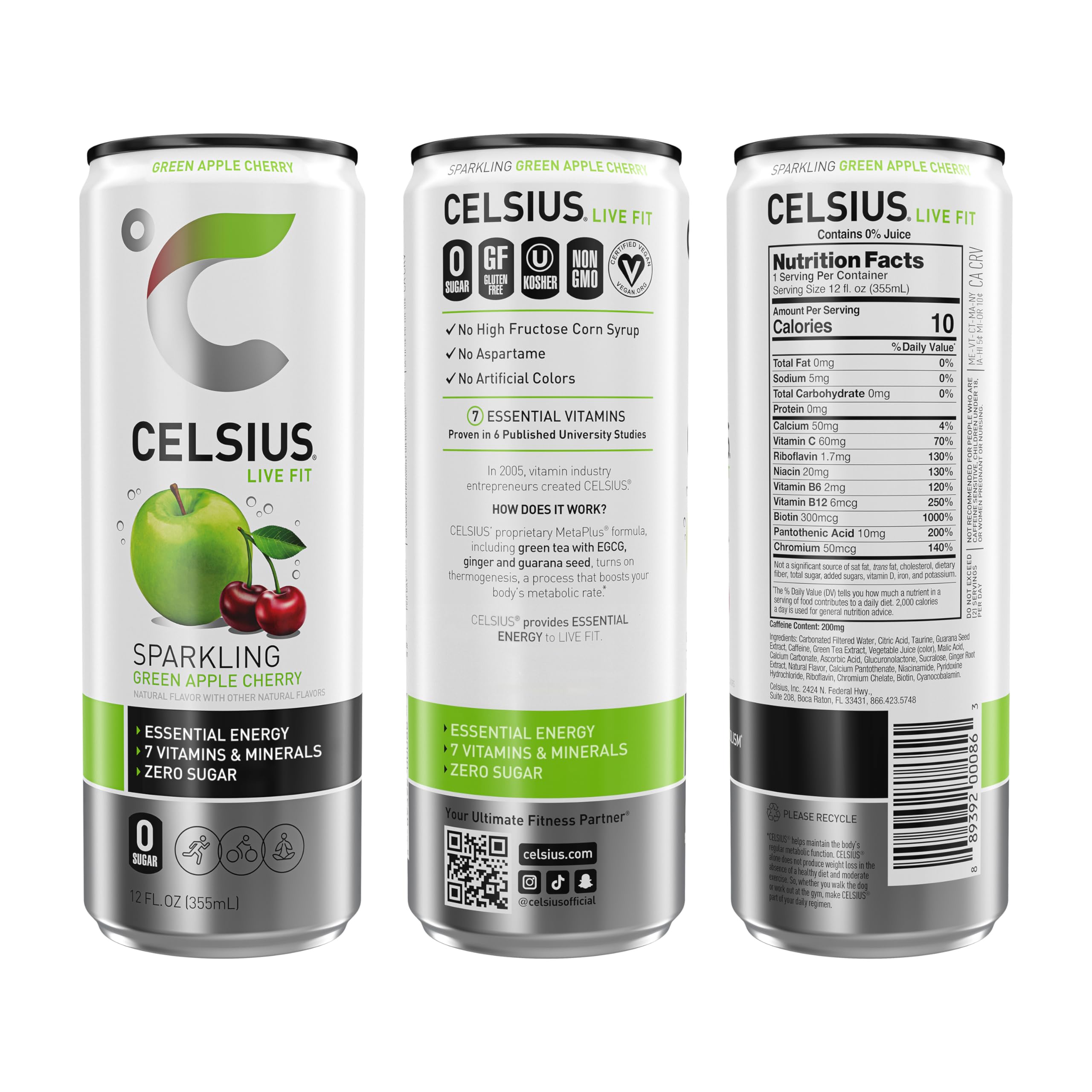 CELSIUS Sparkling Kiwi Guava, Functional Essential Energy Drink 12 Fl Oz (Pack of 12)