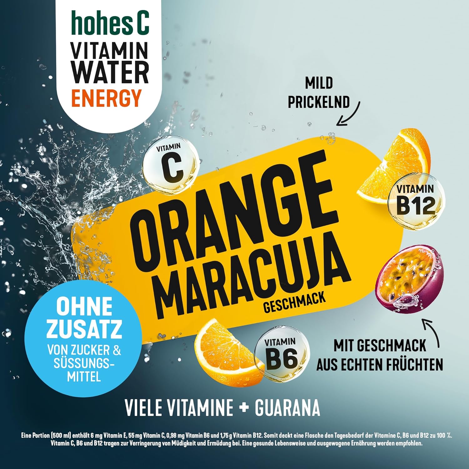 hohes C Vitamin Water Protect Limette & Ingwer (6 x 750ml), für dein Immunsystem: Vitamin C, D, E + Zink, gegen oxidativen Stress, nur 6kcal/100ml, ohne Zuckerzusatz & Süßungsmittel, vegan
