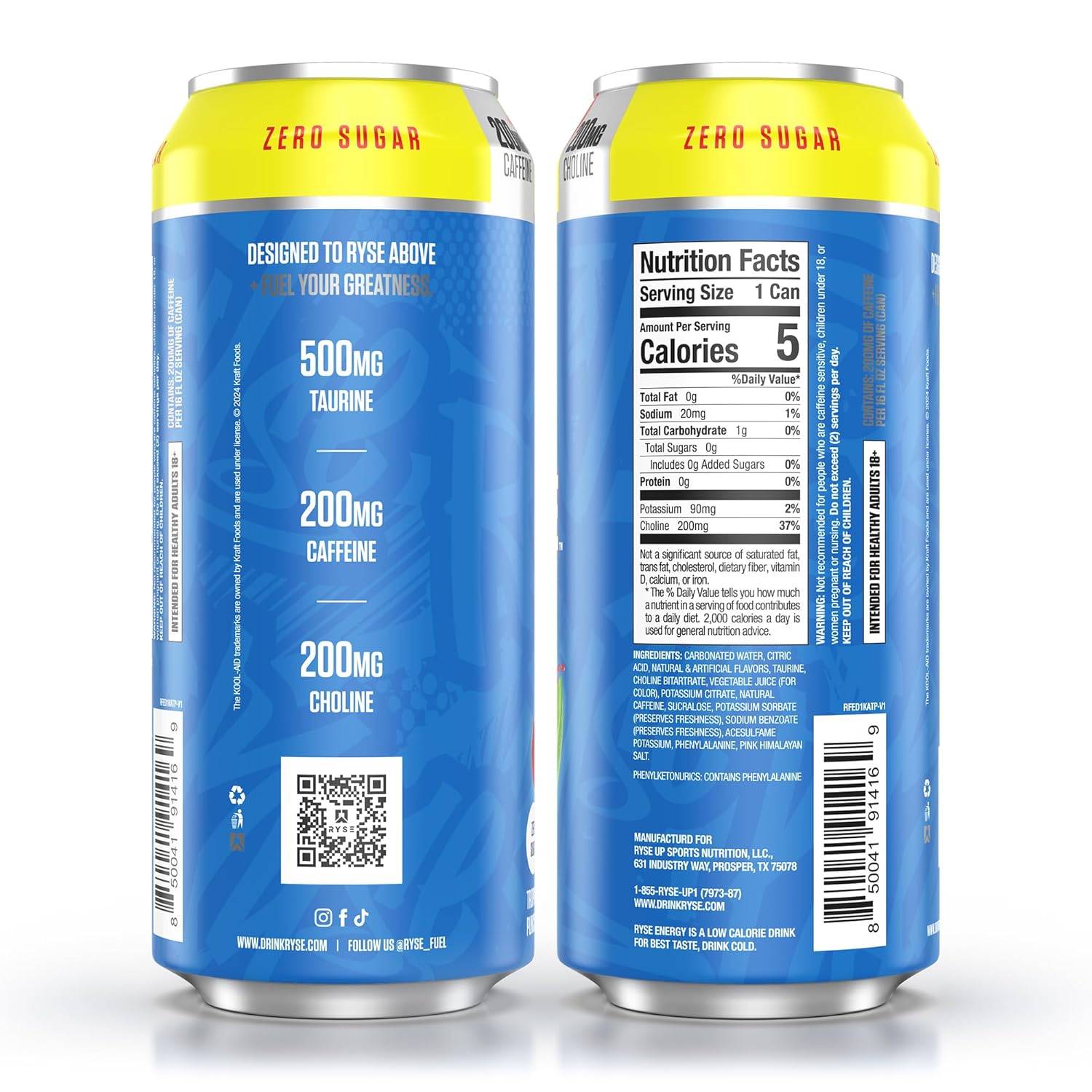RYSE Fuel Energy Drink - Variety Pack - Sugar Free, Gluten Free & Vegan - 200mg Natural Caffeine, Taurine & Choline for Focus & Energy - No Artificial Colors - 16 fl oz Cans (12-Pack)