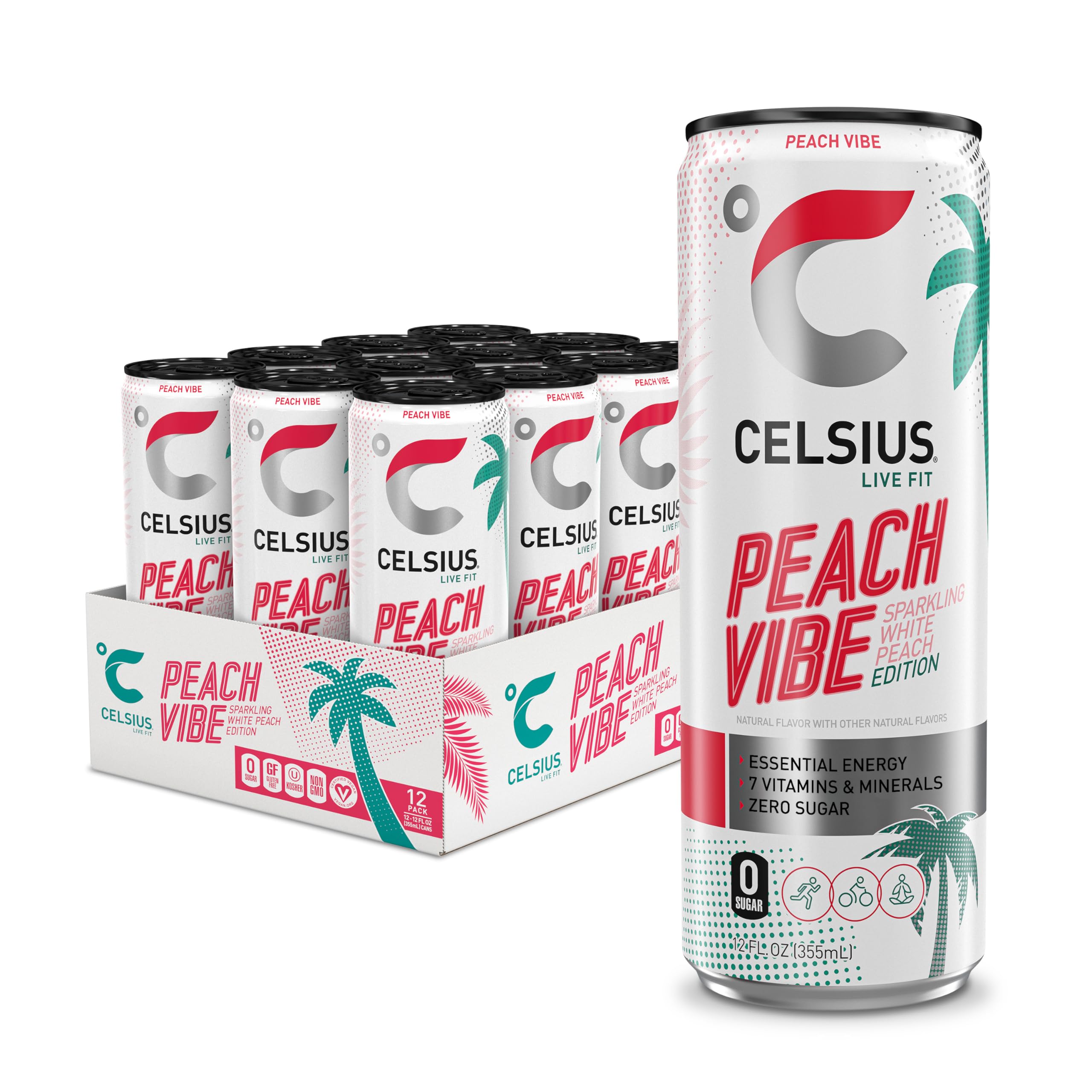 CELSIUS ASTRO VIBE Sparkling Blue Razz, Sugar Free Energy Drink, 12 Fl Oz (Pack of 12)