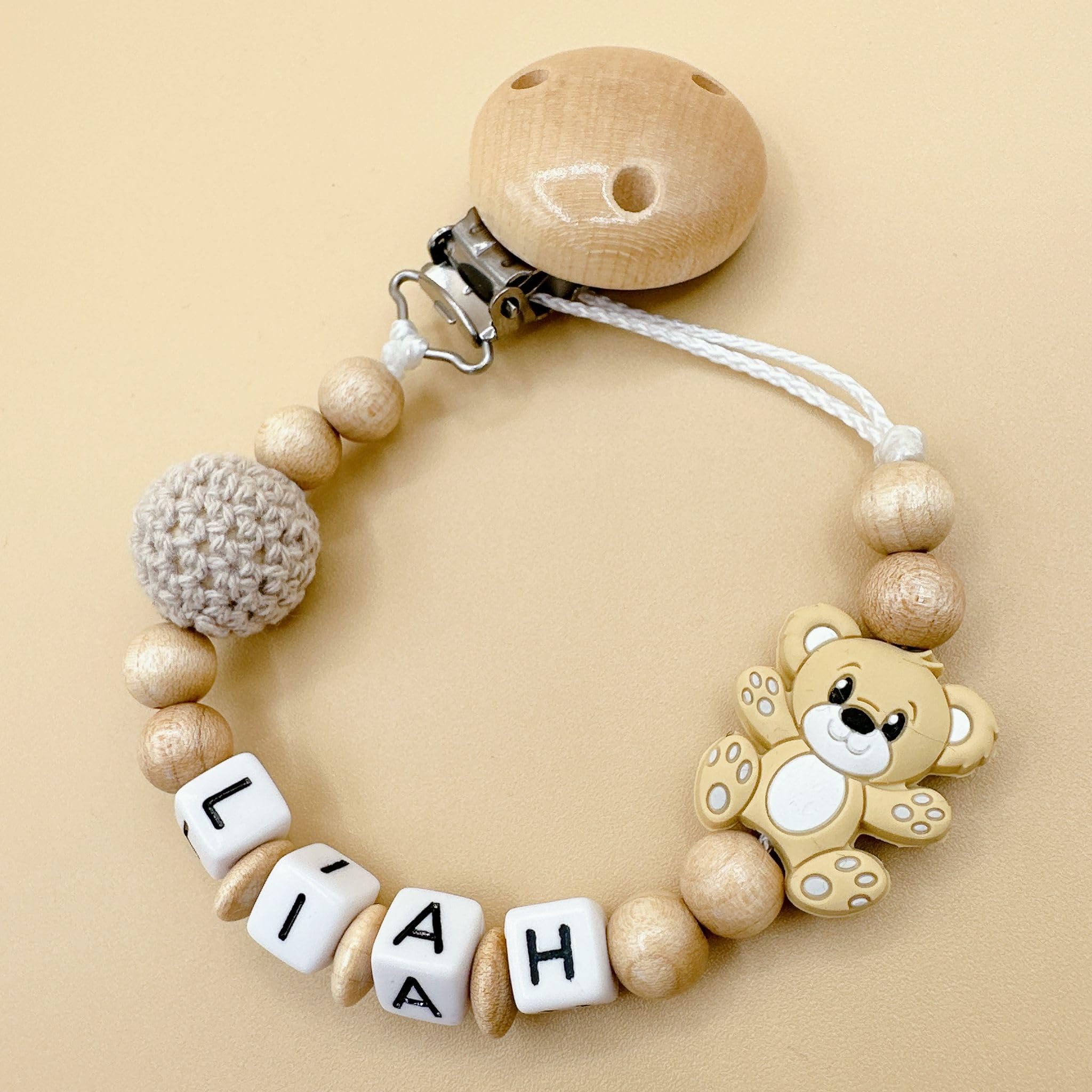 Schnullerband mit Namen für Mädchen & Jungen personalisierte Baby Geschenke (Reh Rosa)