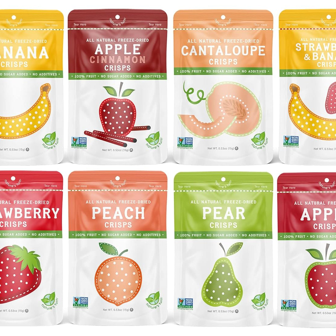 Nature’s Turn Freeze-Dried Strawberry Crisps – Healthy, Gluten-Free, Crispy & Delicious, Plant-Based Snack, Ideal for Cereal, Smoothies, School Lunches, & On-the-Go, Bags of 12 (0.53 oz Each)