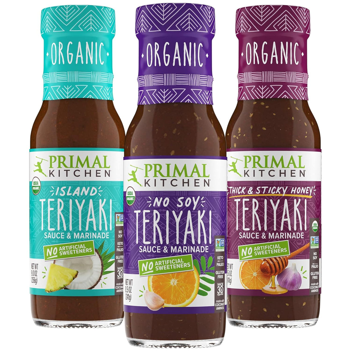Primal Kitchen No Soy Teriyaki Sauce Variety 2-Pack, Made with Real Ingredients, Includes 1 Island Teriyaki & 1 Original Teriyaki