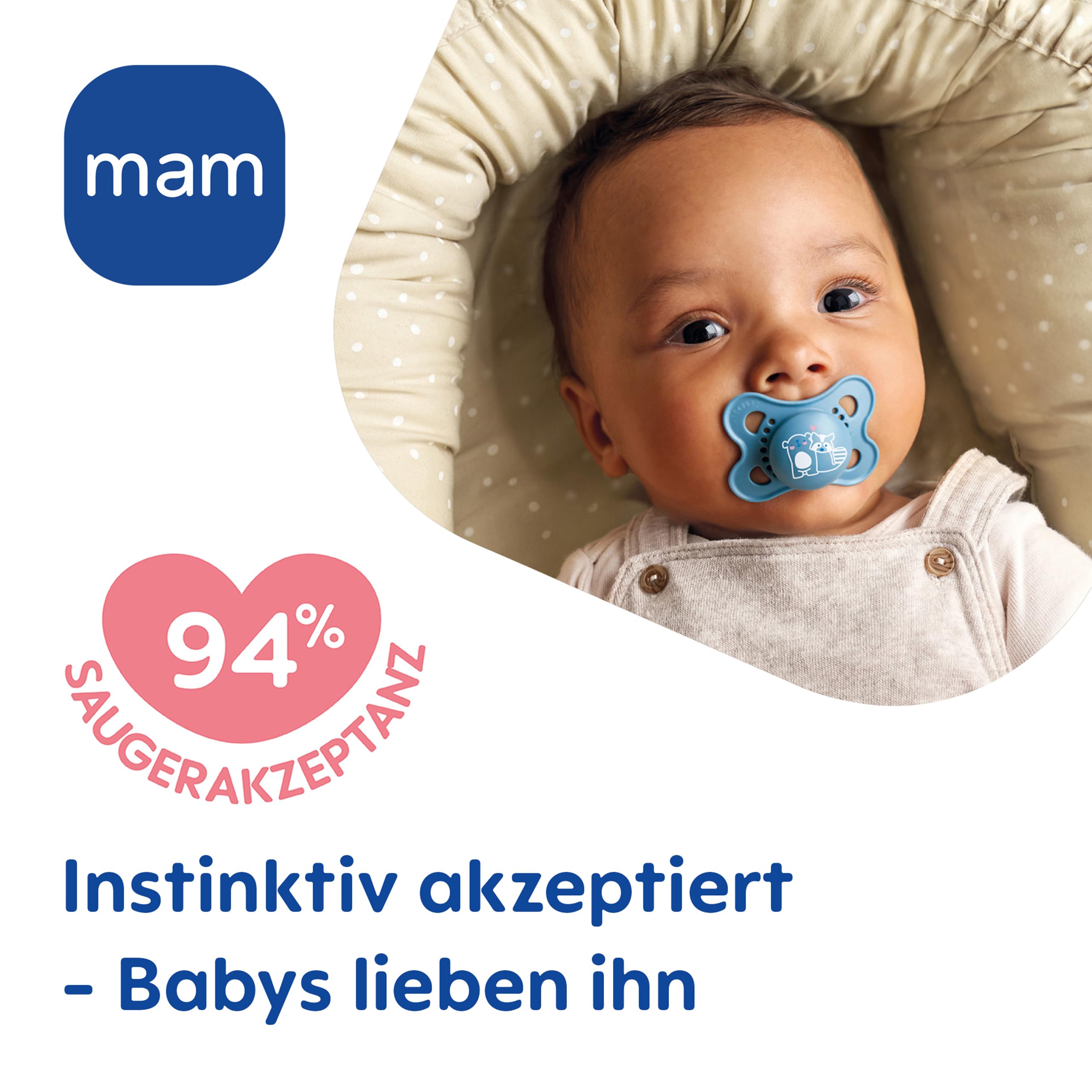 MAM Original Day & Night Matt Schnuller | 0-6 Monate | Schnuller für Neugeborene | 94% Akzeptanz | Babyschnuller beugt Zahnfehlstellungen vor | SkinSoft Silikon | Schaf/Hase | 4 Stück